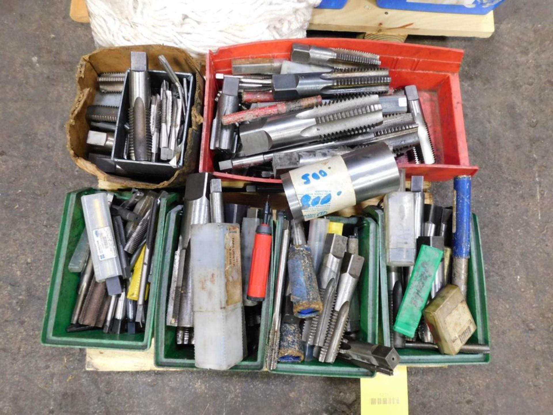LOT: Assorted Large Roughing Endmills, Taps, Spade Drills, Taper Shank Drill Bits, Chuck Keys, Wrenc - Image 2 of 6