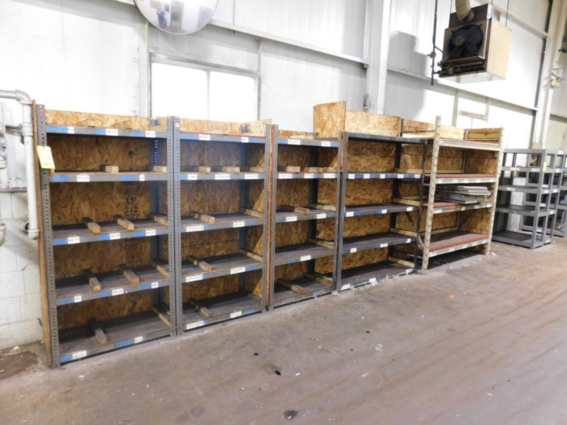 LOT: (16) Shelves, (1) Section of 7' x 6' x 24" Racking, Wood Table, 80" H x 120" W x 60" D Heavy Du - Image 3 of 11