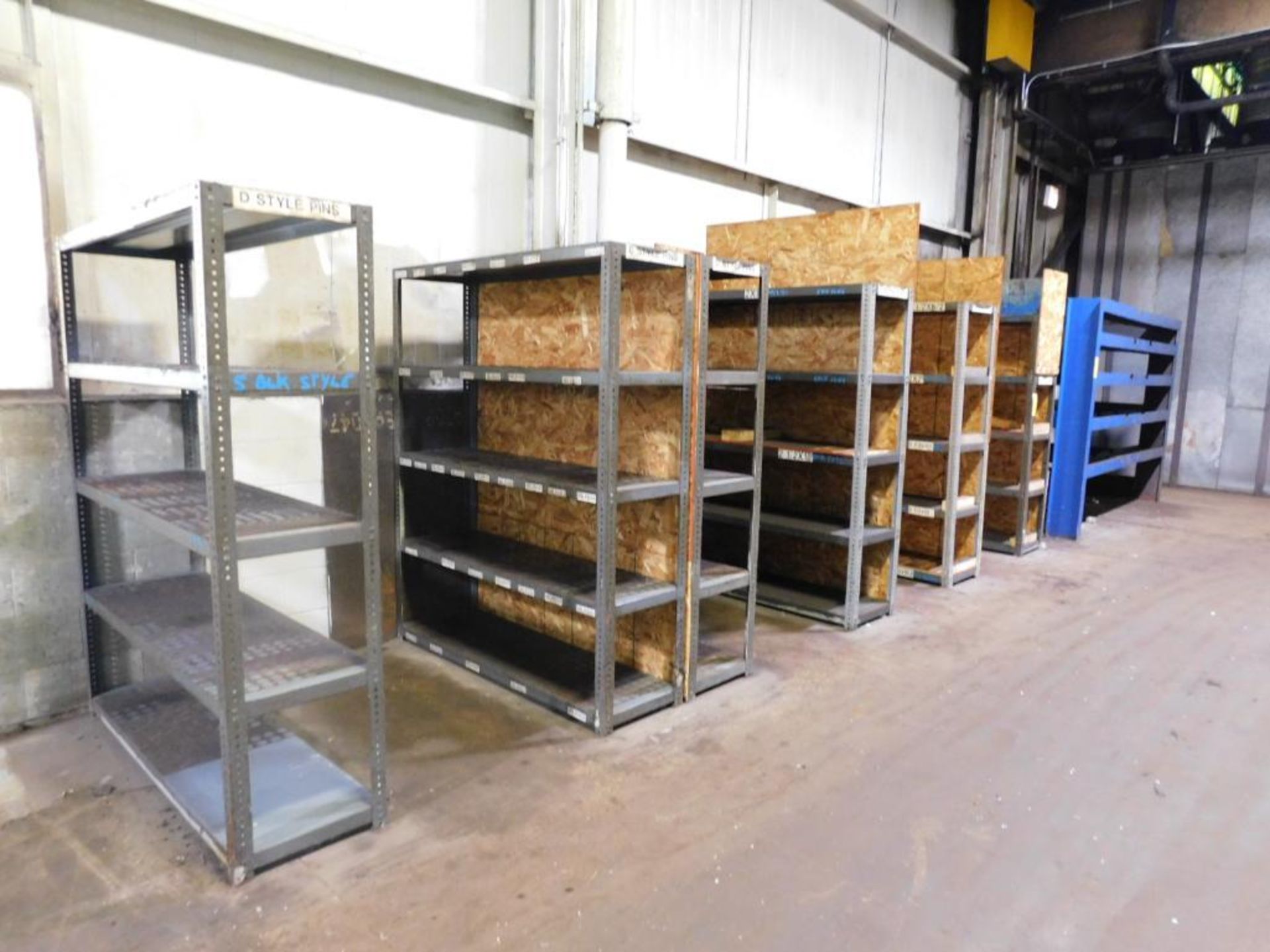 LOT: (16) Shelves, (1) Section of 7' x 6' x 24" Racking, Wood Table, 80" H x 120" W x 60" D Heavy Du - Image 5 of 11