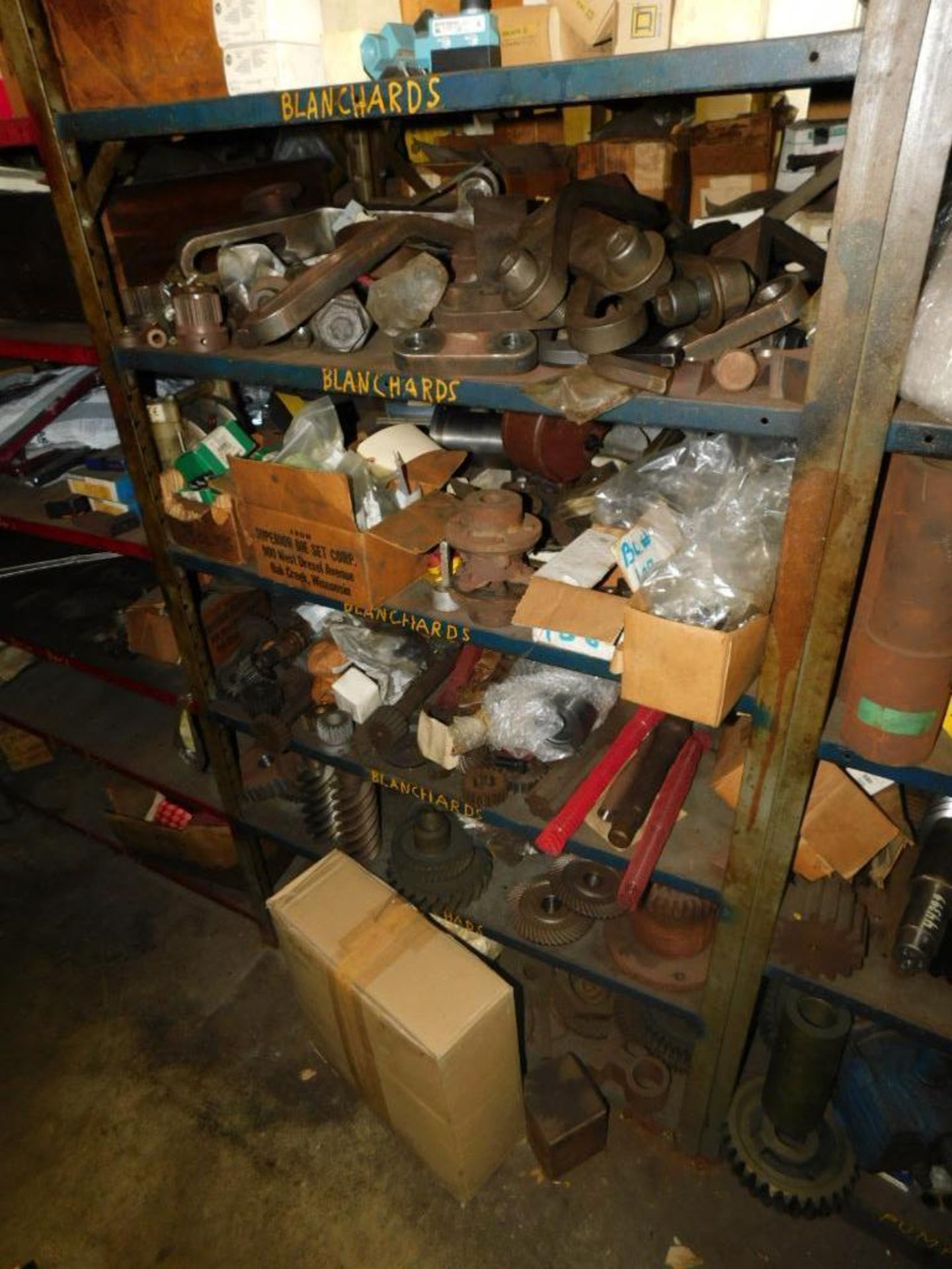 LOT: Contents of Back Maintenance Room: (2) Racks of Contents, Machine Parts, Hosing, Wire, Parts Wa - Image 4 of 16