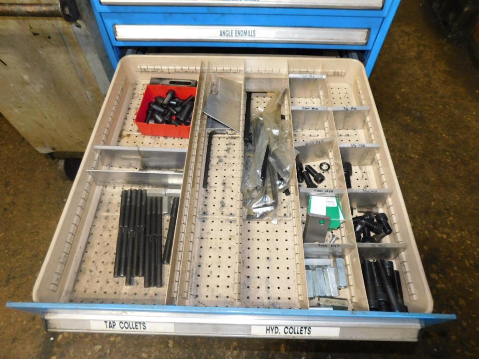 LOT: Kennedy 6-Drawer Tooling Cabinet w/Contents, Rolling Cart w/Assorted Tooling, Metal Workbench - Image 6 of 9