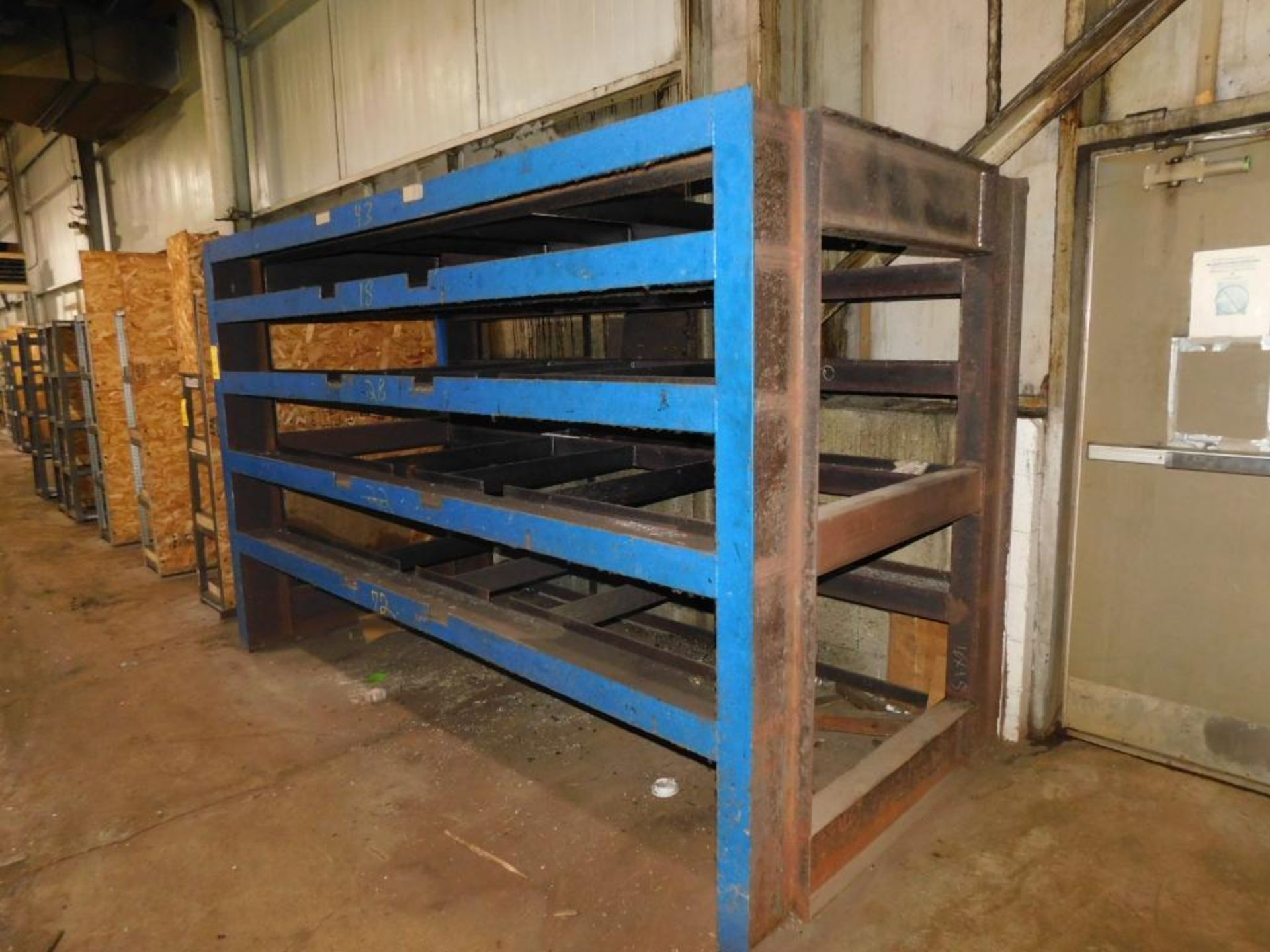 LOT: (16) Shelves, (1) Section of 7' x 6' x 24" Racking, Wood Table, 80" H x 120" W x 60" D Heavy Du - Image 8 of 11