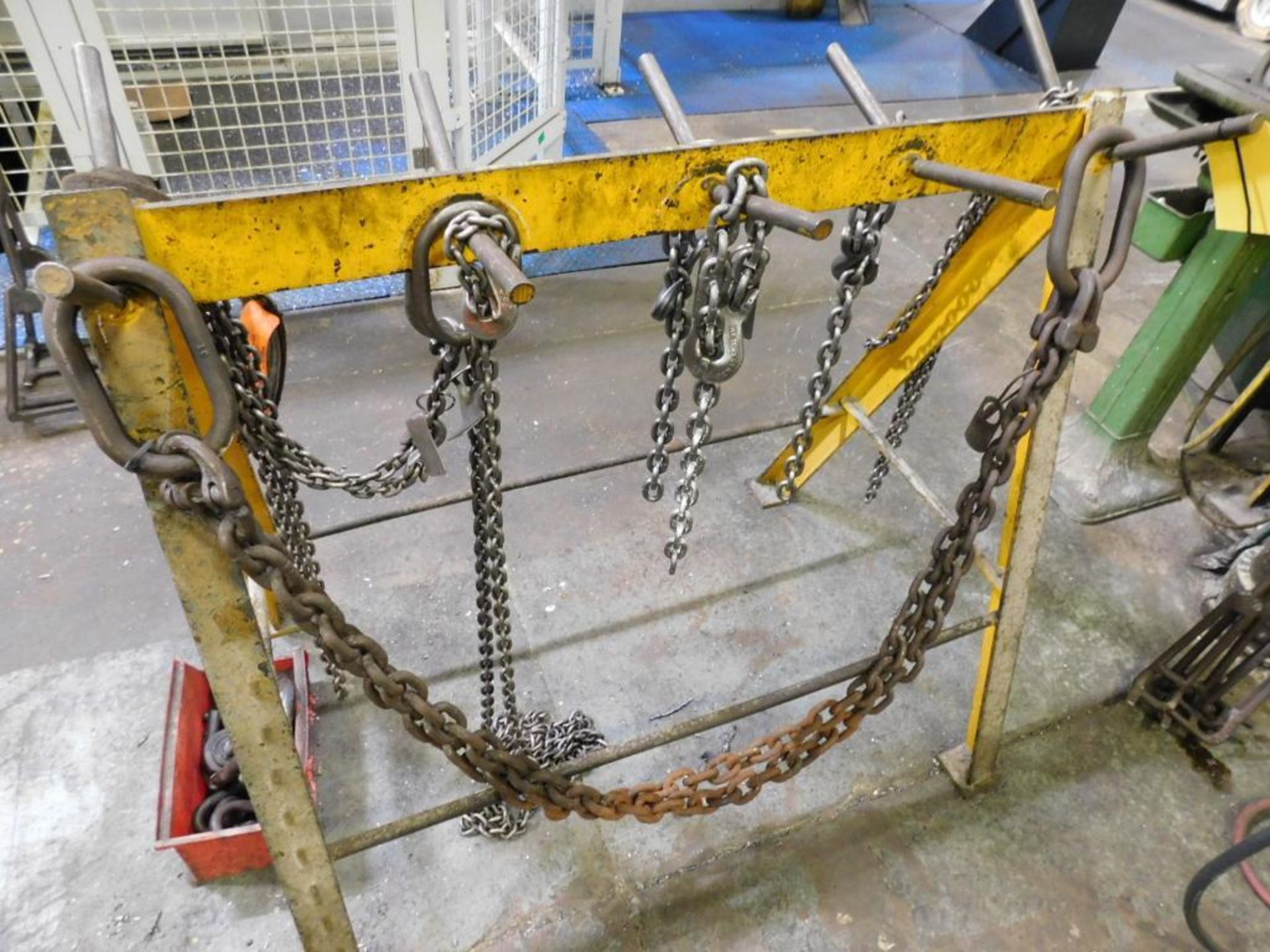 LOT: Double Sided Lifting Equipment Rack w/Assorted Lifting Chains & Chain Lifting Slings - Image 2 of 4