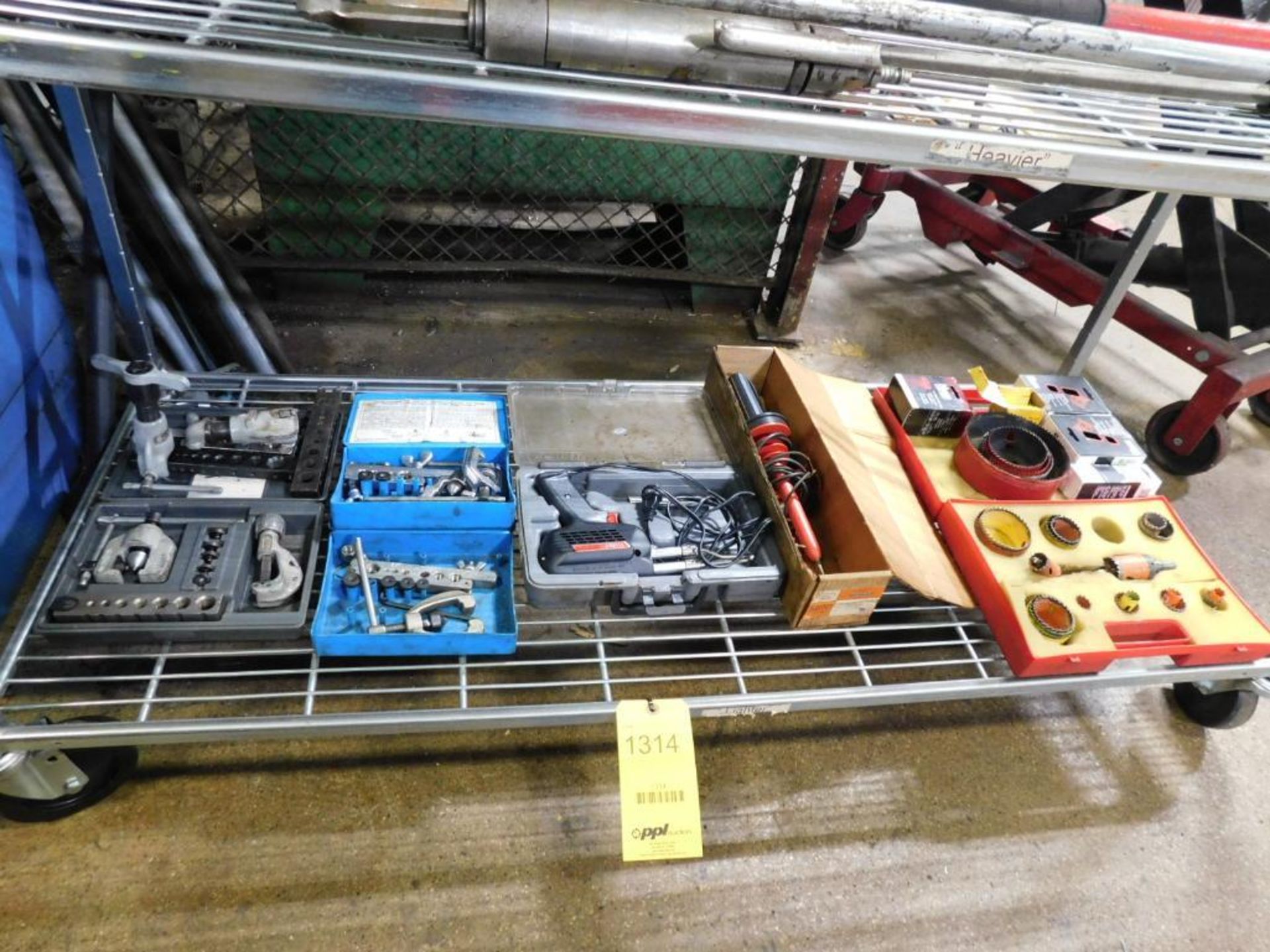 LOT: Assorted Ridgid Pullers, Pullers, Soldering Guns, Starrett Hole Saws, Hole Saws