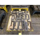 LOT: (approx. 16) Assorted Heavy Duty C-Clamps on Material Cart