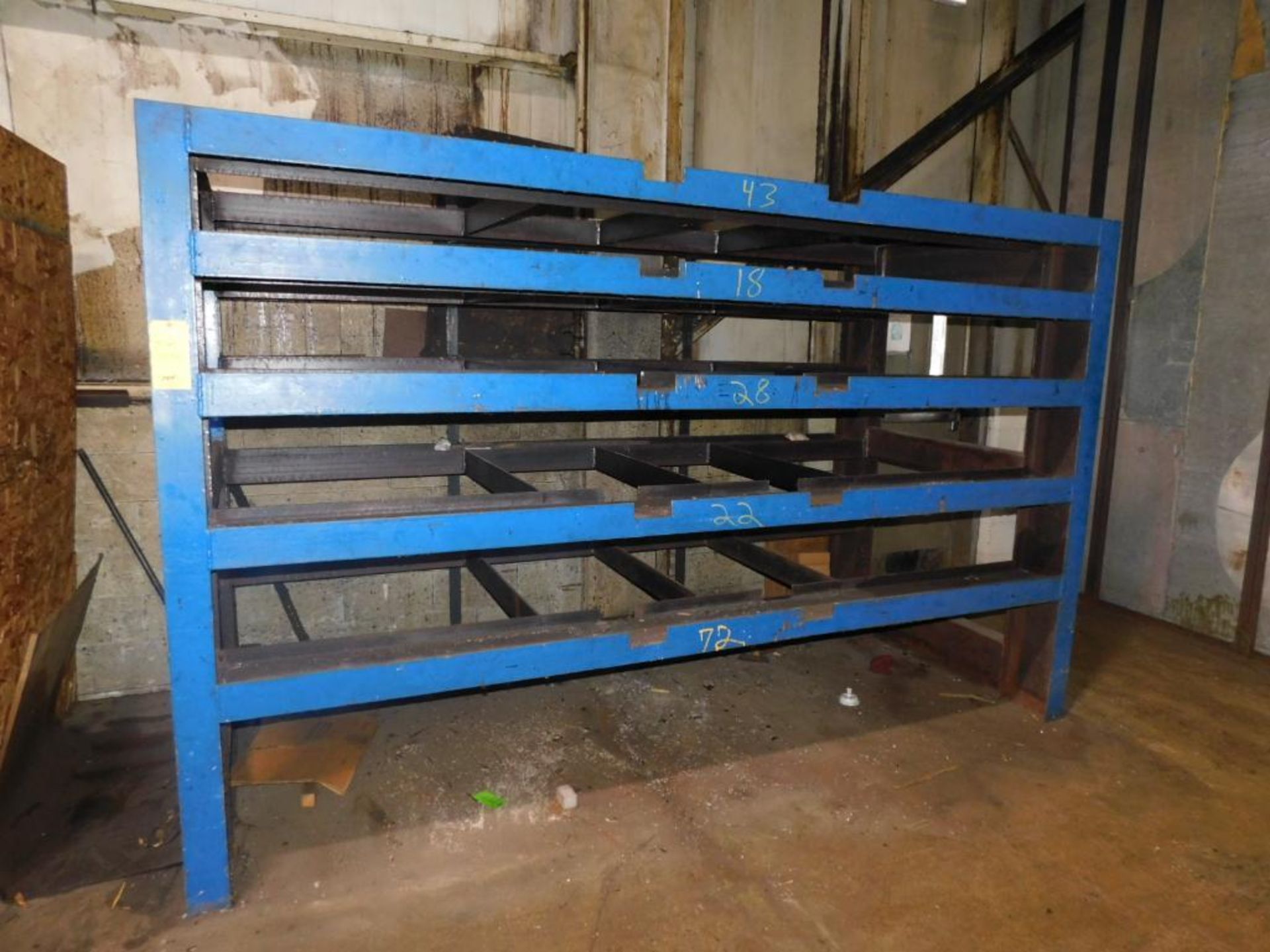 LOT: (16) Shelves, (1) Section of 7' x 6' x 24" Racking, Wood Table, 80" H x 120" W x 60" D Heavy Du - Image 7 of 11