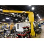 LOT: 2-Ton Free Standing 360° Jib Crane w/Budgit 2-Ton Chain Hoist, 6" Vise & Tool Changers