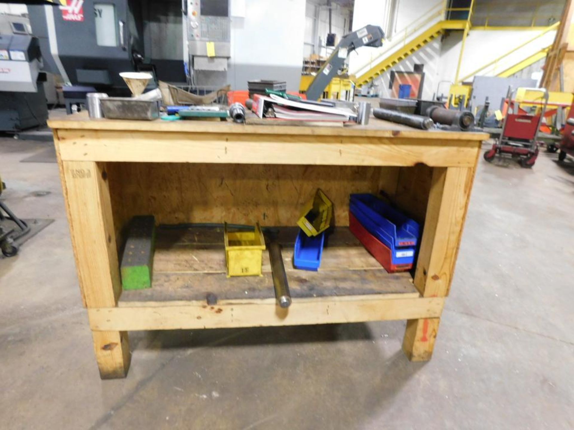 LOT: (3) Workbenches, Cabinet, Shelf, Wood Table (NO CONTENTS) (DELAYED REMOVAL, CONTACT SITE MANAGE - Image 4 of 7