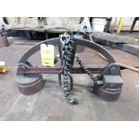 LOT: (2) 2,400 Lb.(approx.) Electromagnetic Lifting Magnets on Spreader Bar