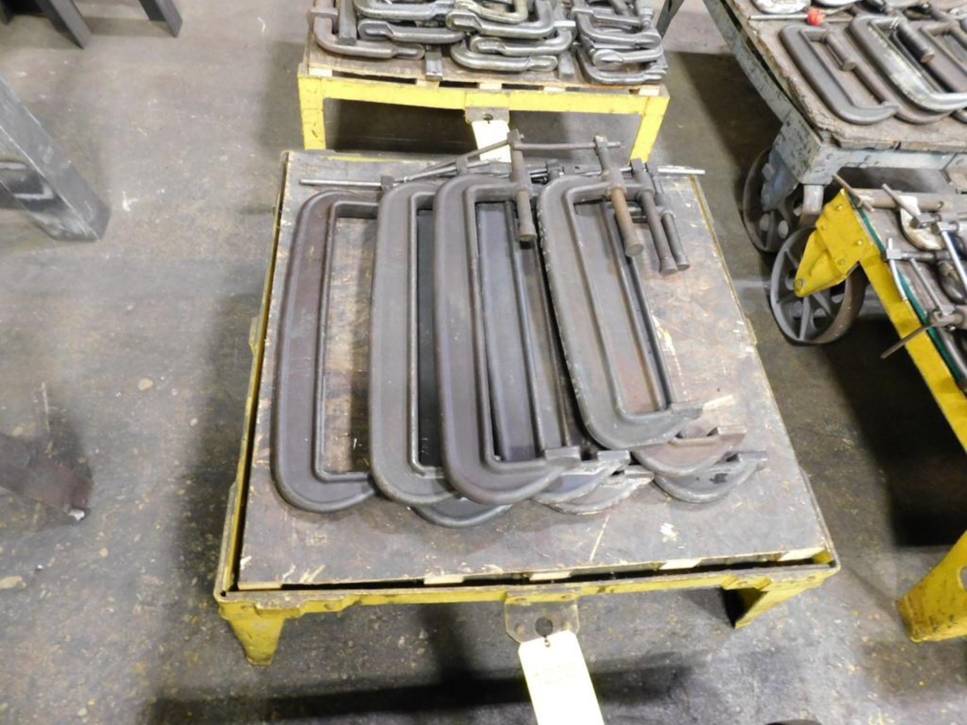 LOT: (9) Heavy Duty C-Clamps on Material Cart