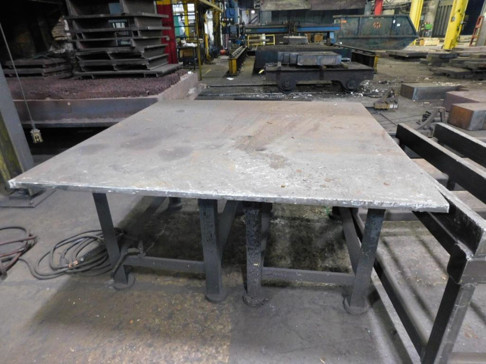 LOT: (1) 5' x 4' Die Table, (1) 64" x 64" Steel Fabrication Table, 1" Thick, (1) Steel Table - Image 3 of 5