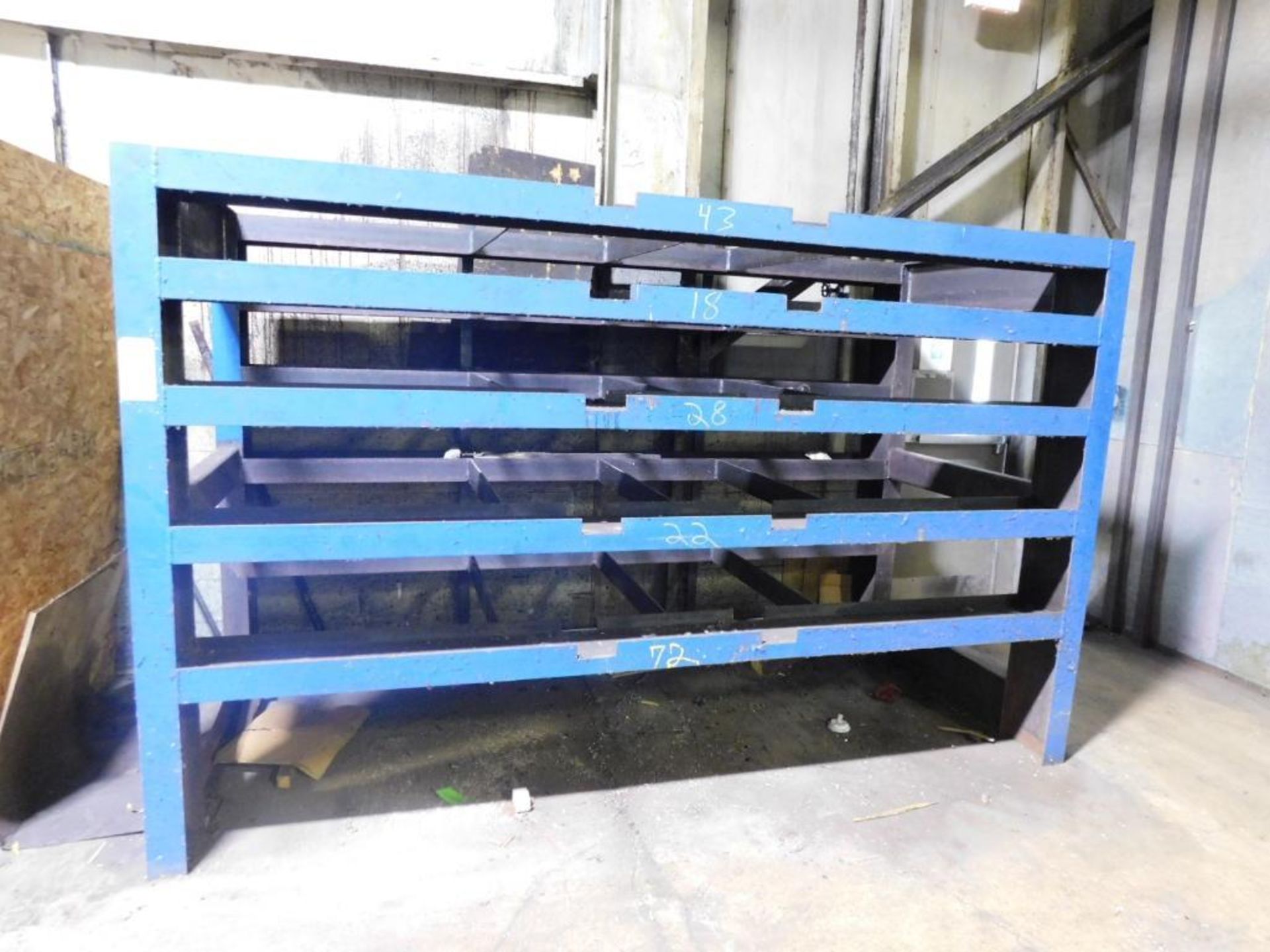 LOT: (16) Shelves, (1) Section of 7' x 6' x 24" Racking, Wood Table, 80" H x 120" W x 60" D Heavy Du - Image 6 of 11