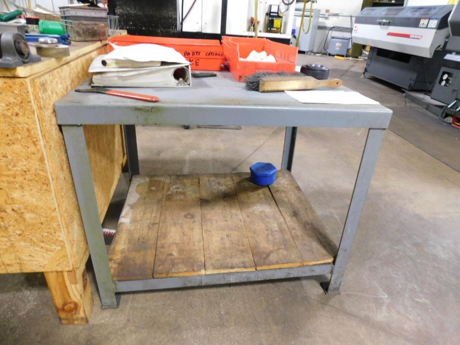LOT: (3) Workbenches, Cabinet, Shelf, Wood Table (NO CONTENTS) (DELAYED REMOVAL, CONTACT SITE MANAGE - Image 5 of 7