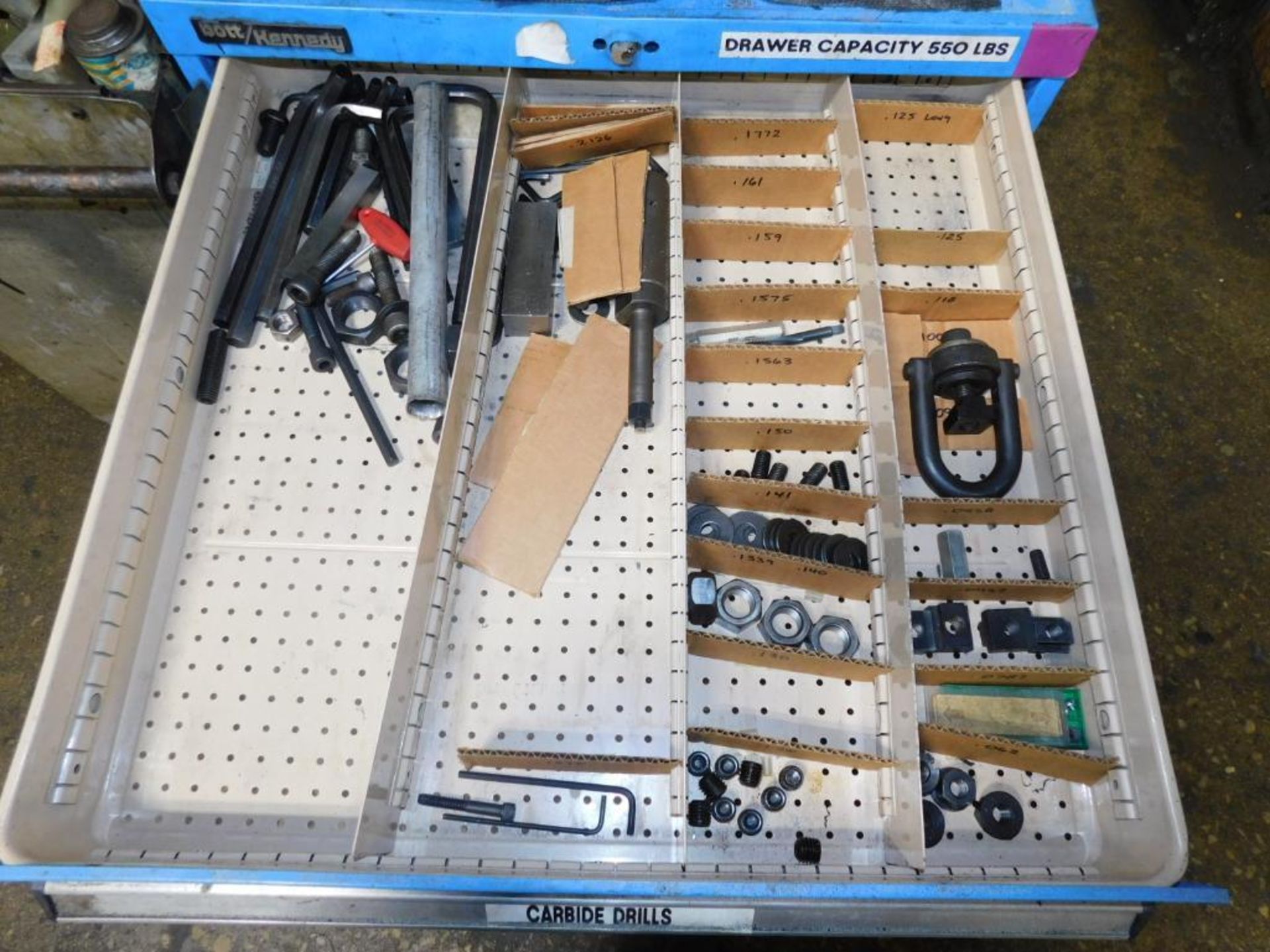 LOT: Kennedy 6-Drawer Tooling Cabinet w/Contents, Rolling Cart w/Assorted Tooling, Metal Workbench - Image 4 of 9