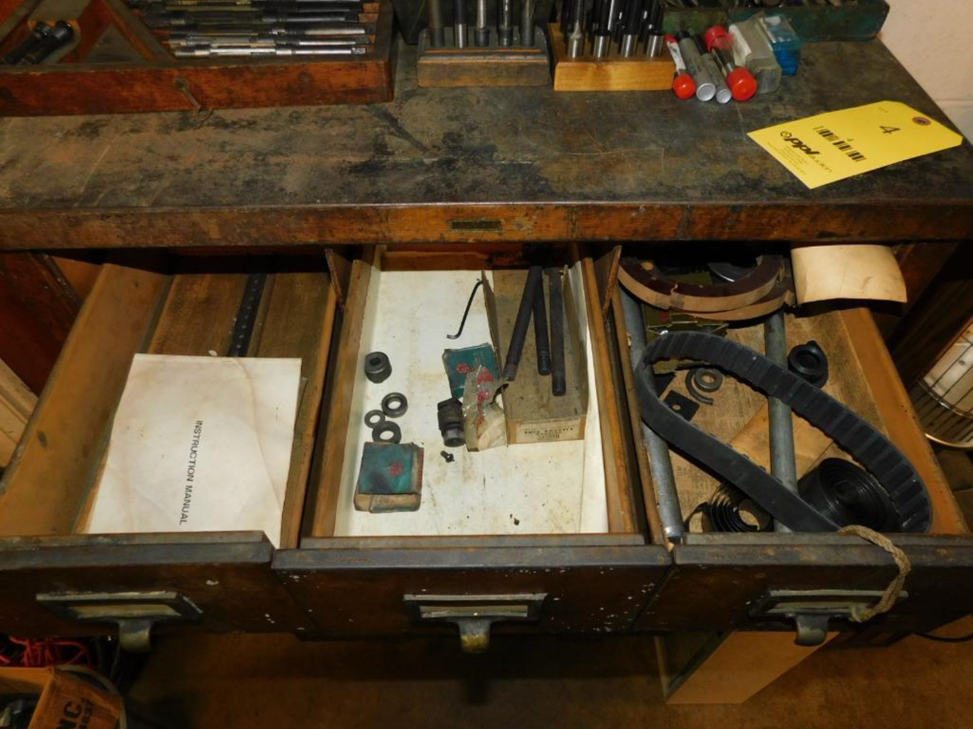 Metal Office Vintage Wood 16-Drawer Cabinet on Steel Castors w/Contents (NO CONTENTS ON TOP) - Image 5 of 13