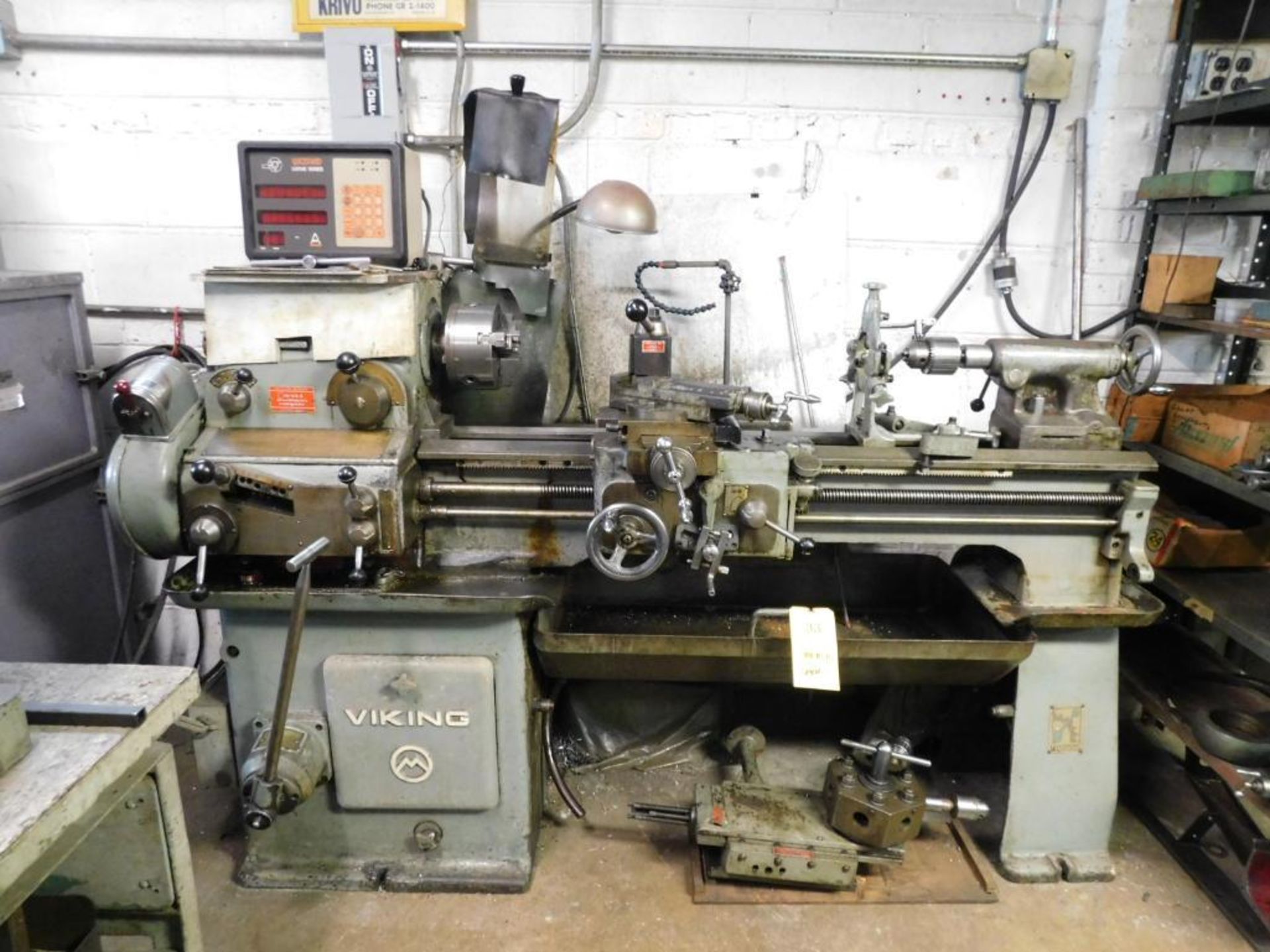 Viking 15" x 36" Lathe w/Anilam Wizard Lathe Series DRO, 6-1/2" Chuck, Tailstock, Steady Rest, 1-1/2