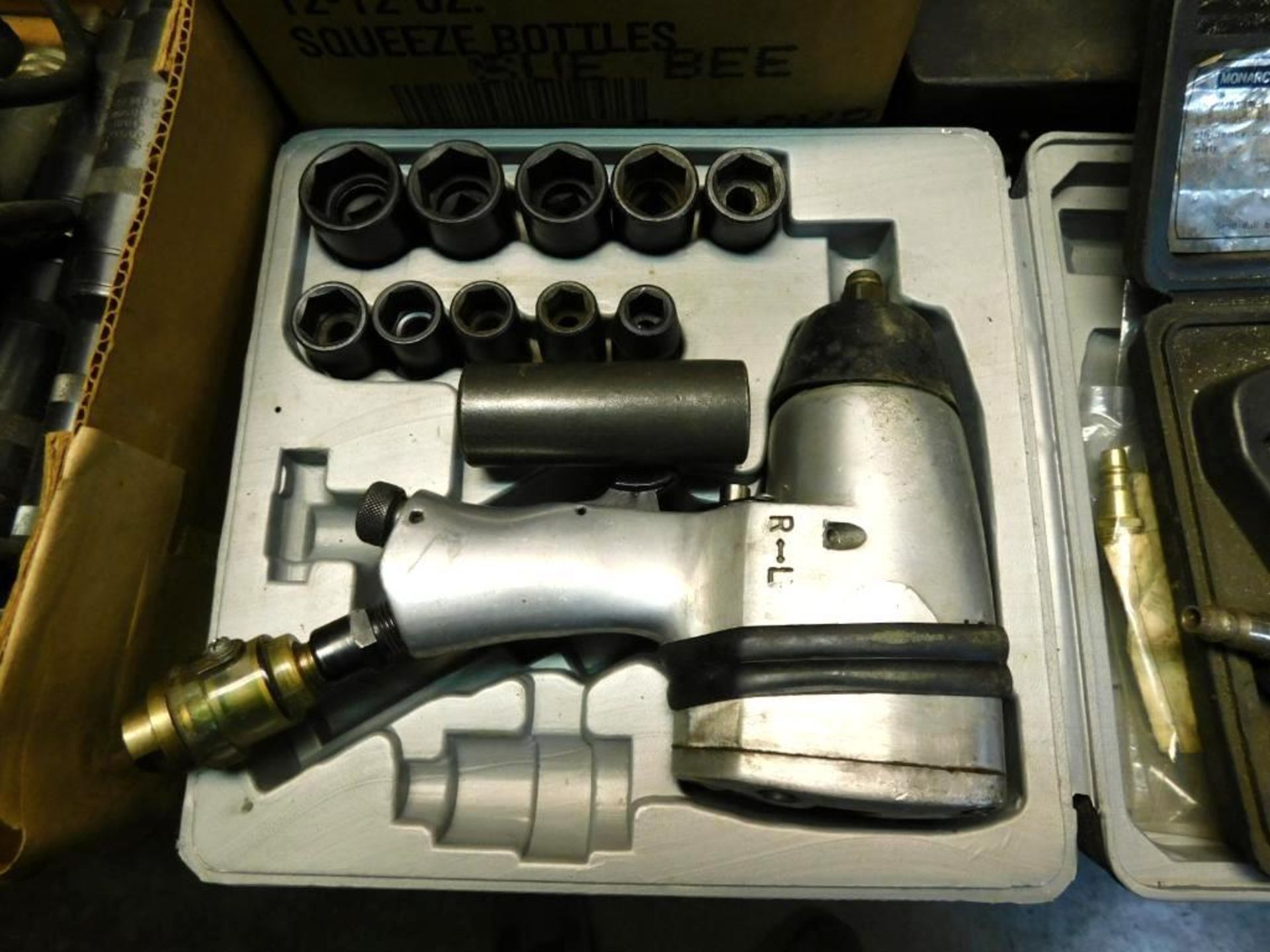 LOT: 1/2" Pneumatic Impact Wrench w/Sockets, Assorted Air Tools, Makita Die Grinder, Propane Torch K - Image 2 of 11