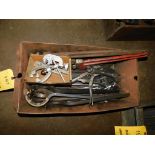 LOT: Assorted Pipe Wrenches, Adjustable Wrenches, Spanner Wrenches, Pipe Cutter, etc. in Metal Tubs