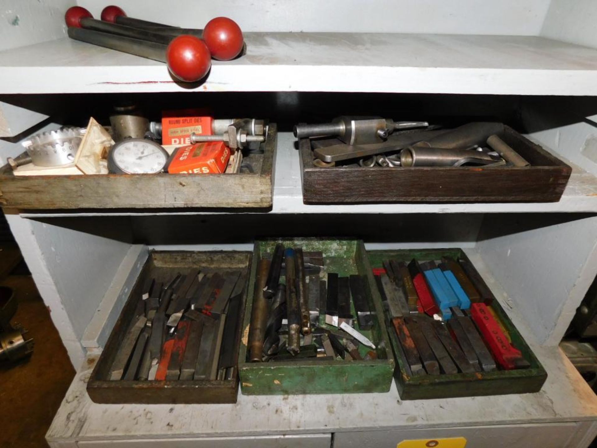 LOT: (2) Shelves w/Misc. Lathe Accessories & Tooling - Image 6 of 10