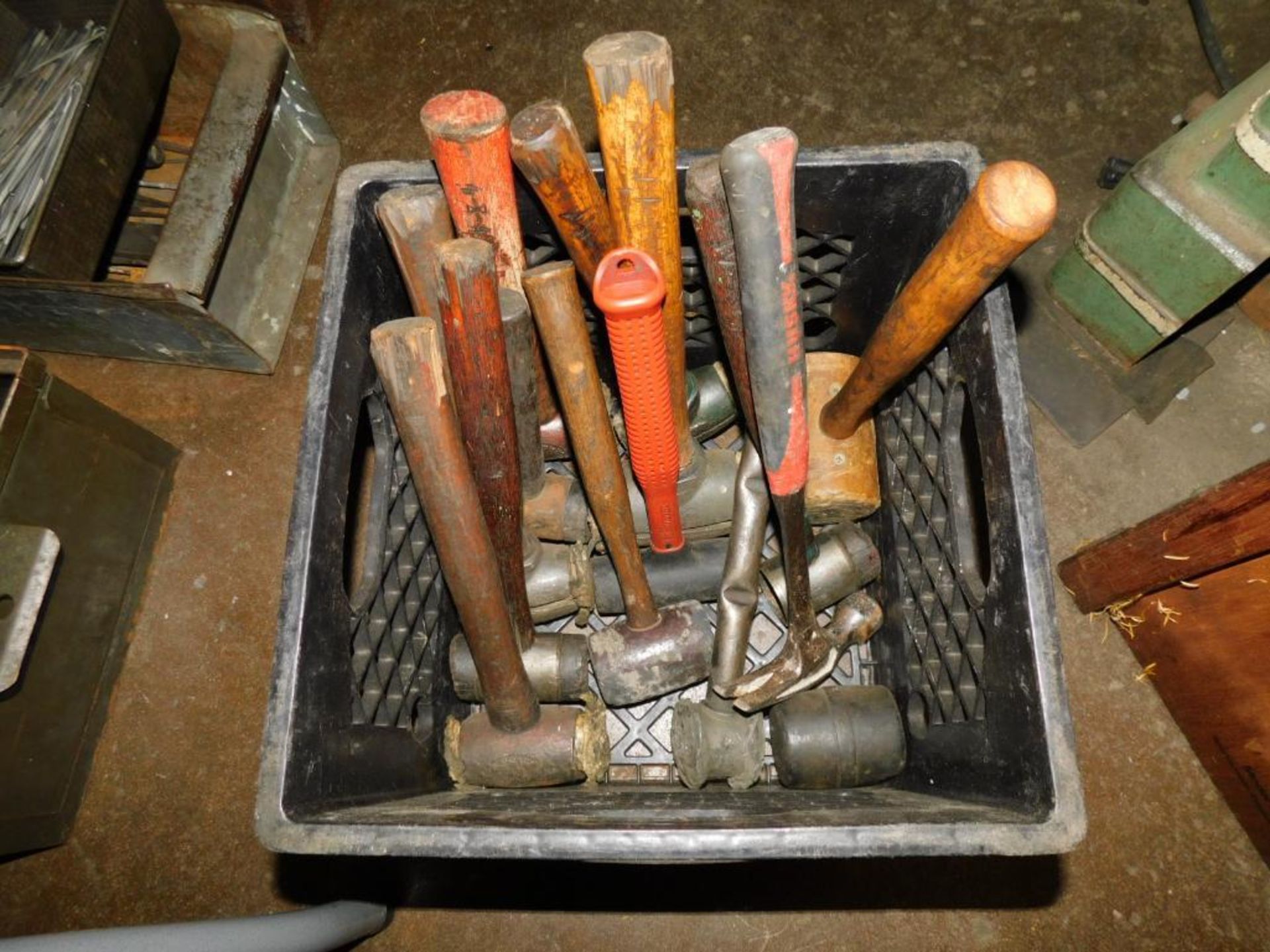 LOT: Assorted Ball Peen Hammers, Hammers, Mallets in Metal Tub - Image 3 of 3