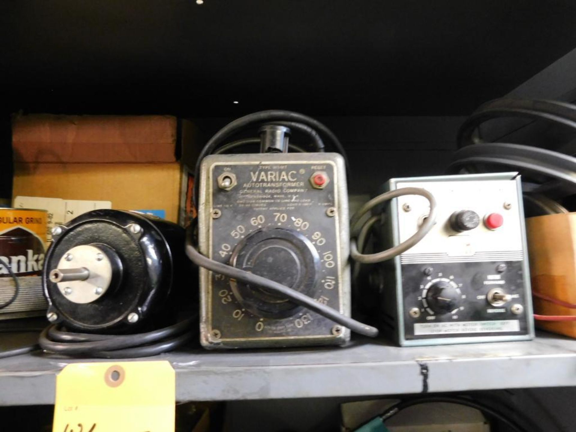 LOT: Contents of (2) Shelves: Electric Motor, Tool Post Grinder, Auto Transformer, Motor Controller, - Bild 12 aus 15