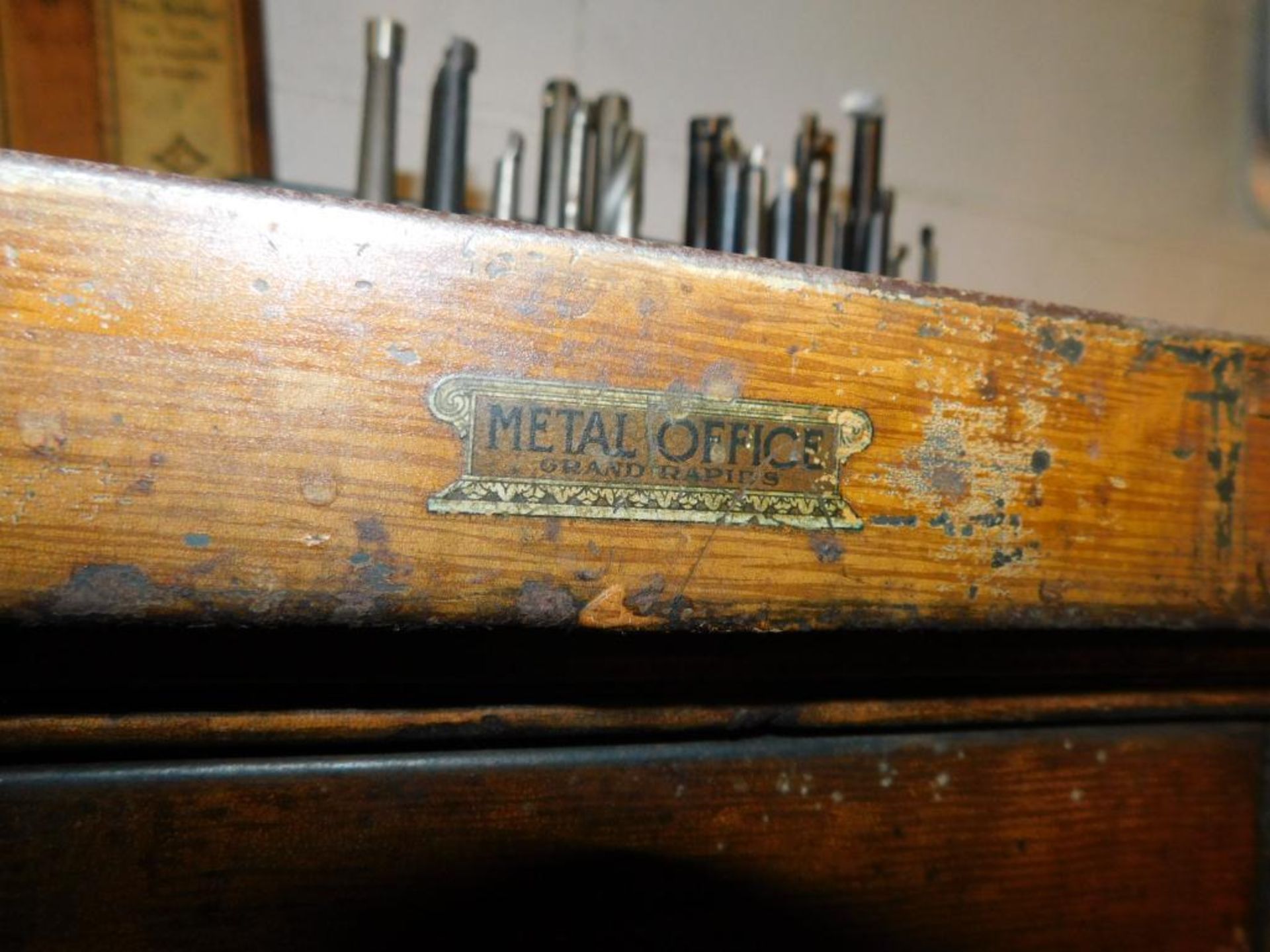 Metal Office Vintage Wood 16-Drawer Cabinet on Steel Castors w/Contents (NO CONTENTS ON TOP) - Image 13 of 13