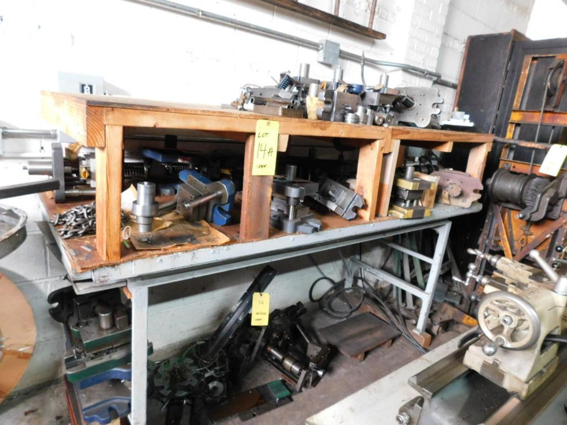 LOT: Shelf & Cabinet w/Approx. (30) Assorted Die Sets, Parts & Accessories