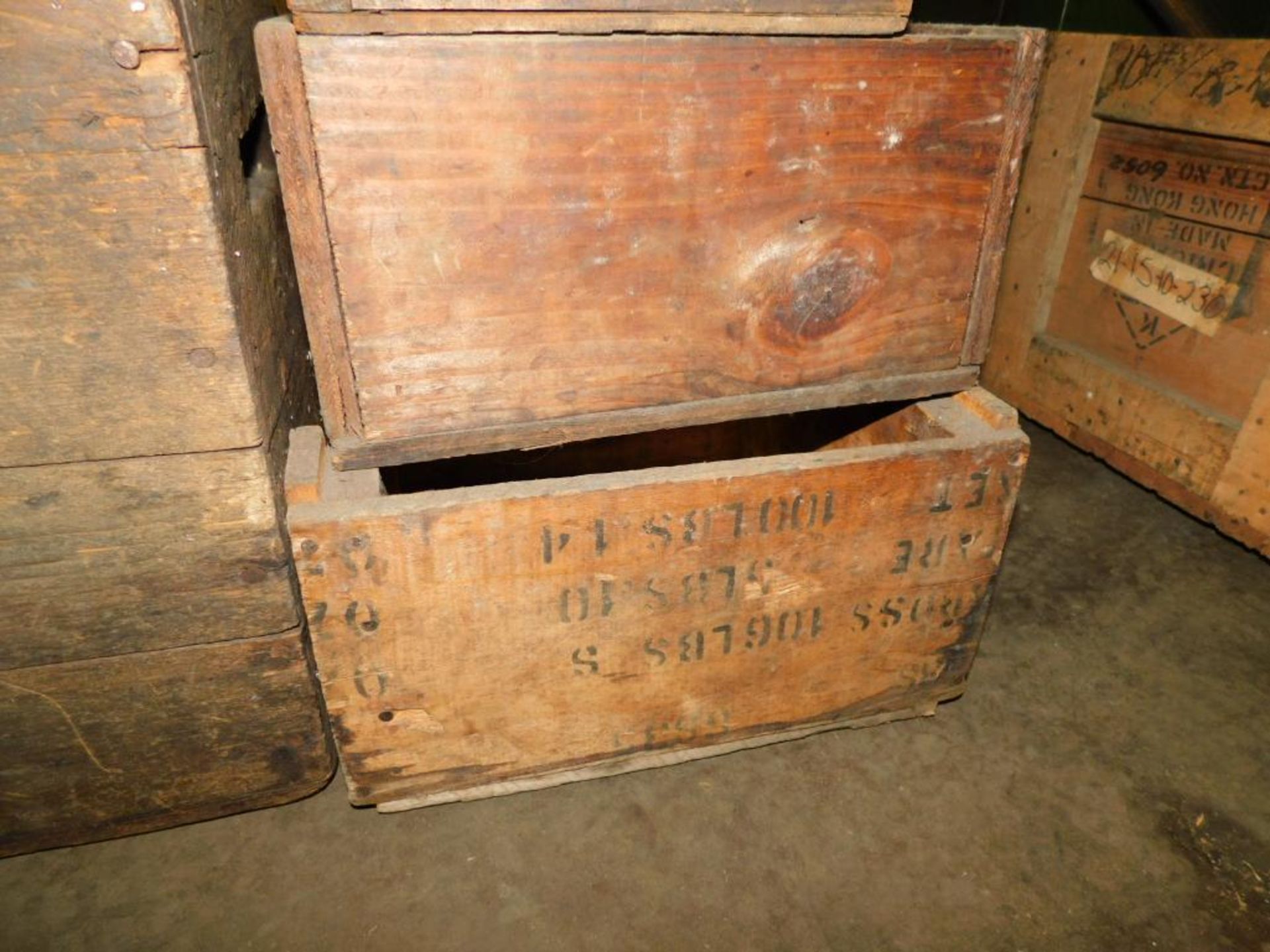 LOT: Assorted Vintage Wood Crates & Tins - Image 4 of 11