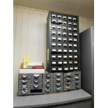 LOT: (1) 50-Drawer Parts/Hardware Cabinet w/Contents: Assorted Flat Head Sockets Cap Screw Bolts, So