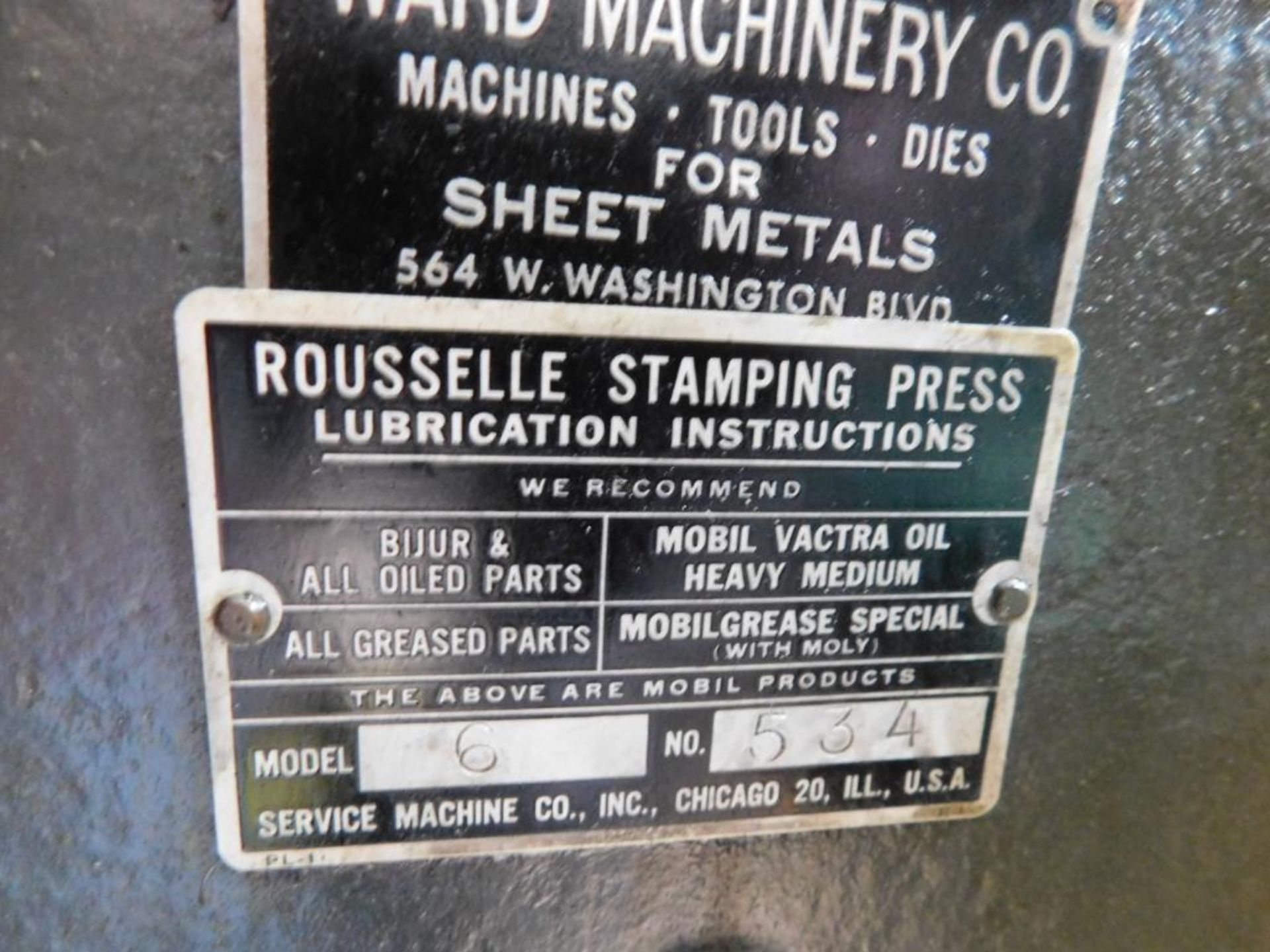 Rousselle No. 6 60-Ton C-Frame Air Clutch Punch Press, 3" Stroke, 12.5" Shut Height, 30"x18" Bolster - Image 13 of 14