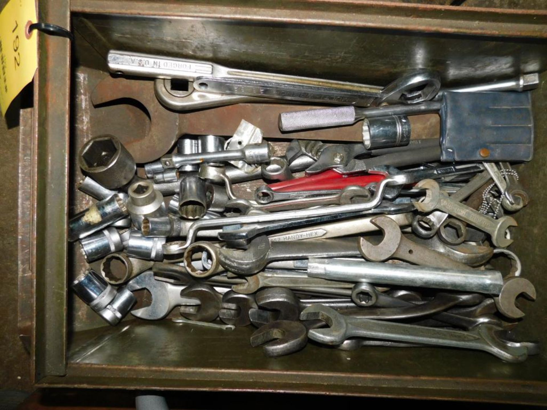 LOT: Assorted Wrenches, Sockets in Metal Tub - Image 2 of 6