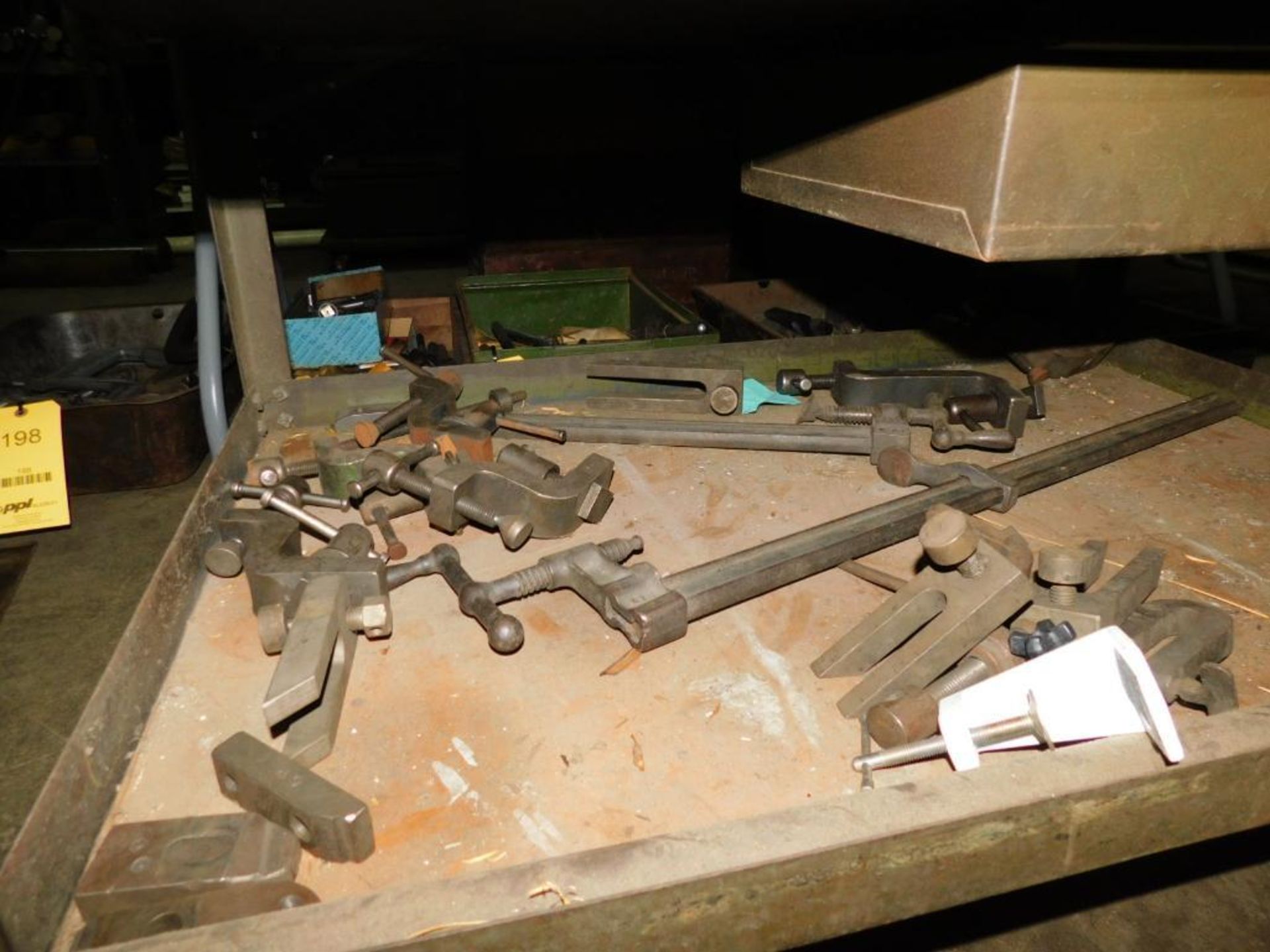 LOT: Cart w/Contents: Assorted Large C-Clamps, Misc. Clamps, Shop Cart - Image 3 of 4