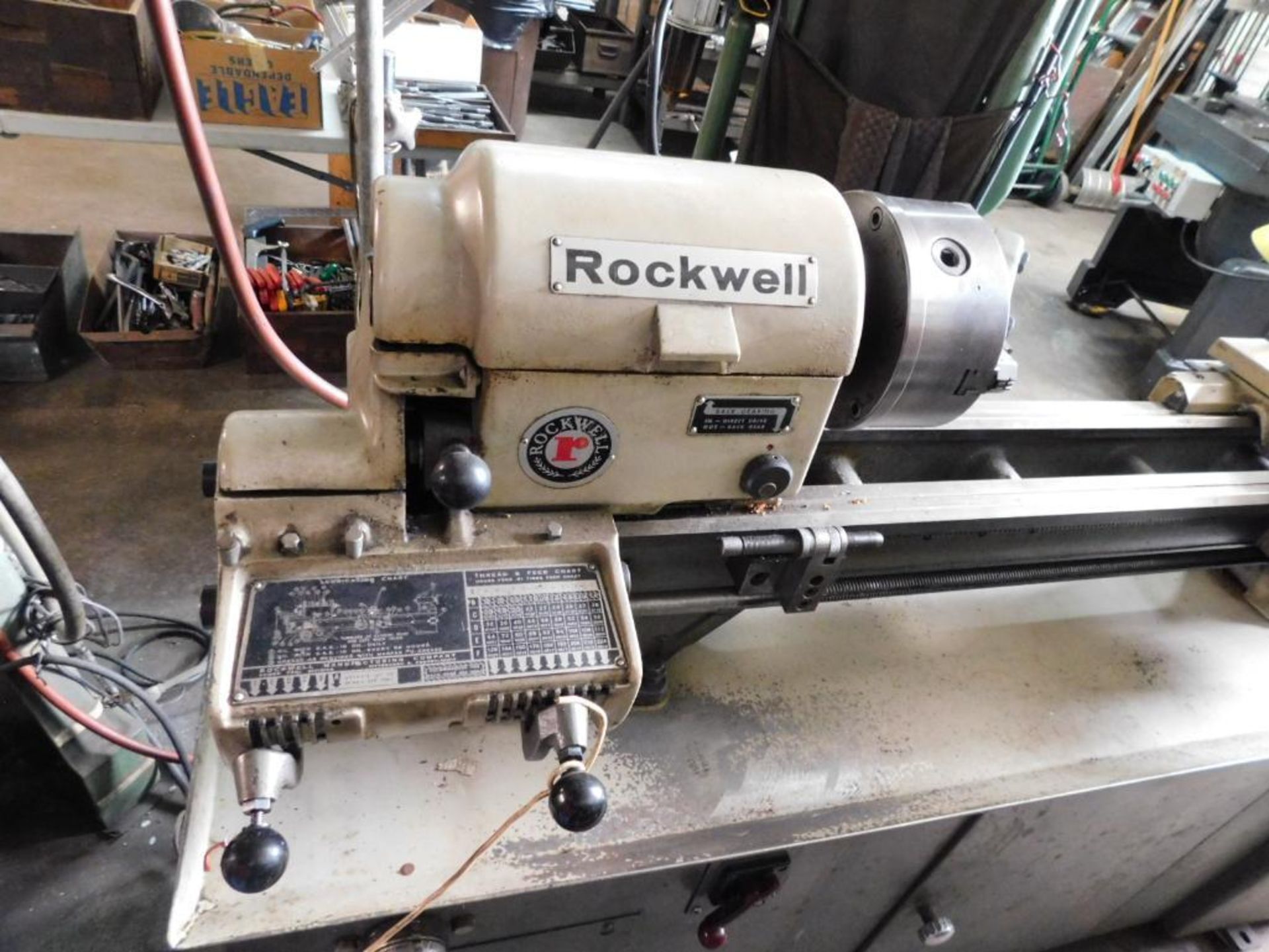 Rockwell 25-700 Lathe, S/N 1596162 6-3/4" Chuck, Tailstock, 1-1/4" Pipe Diameter, 10" Swing, 30" Dis - Image 2 of 13