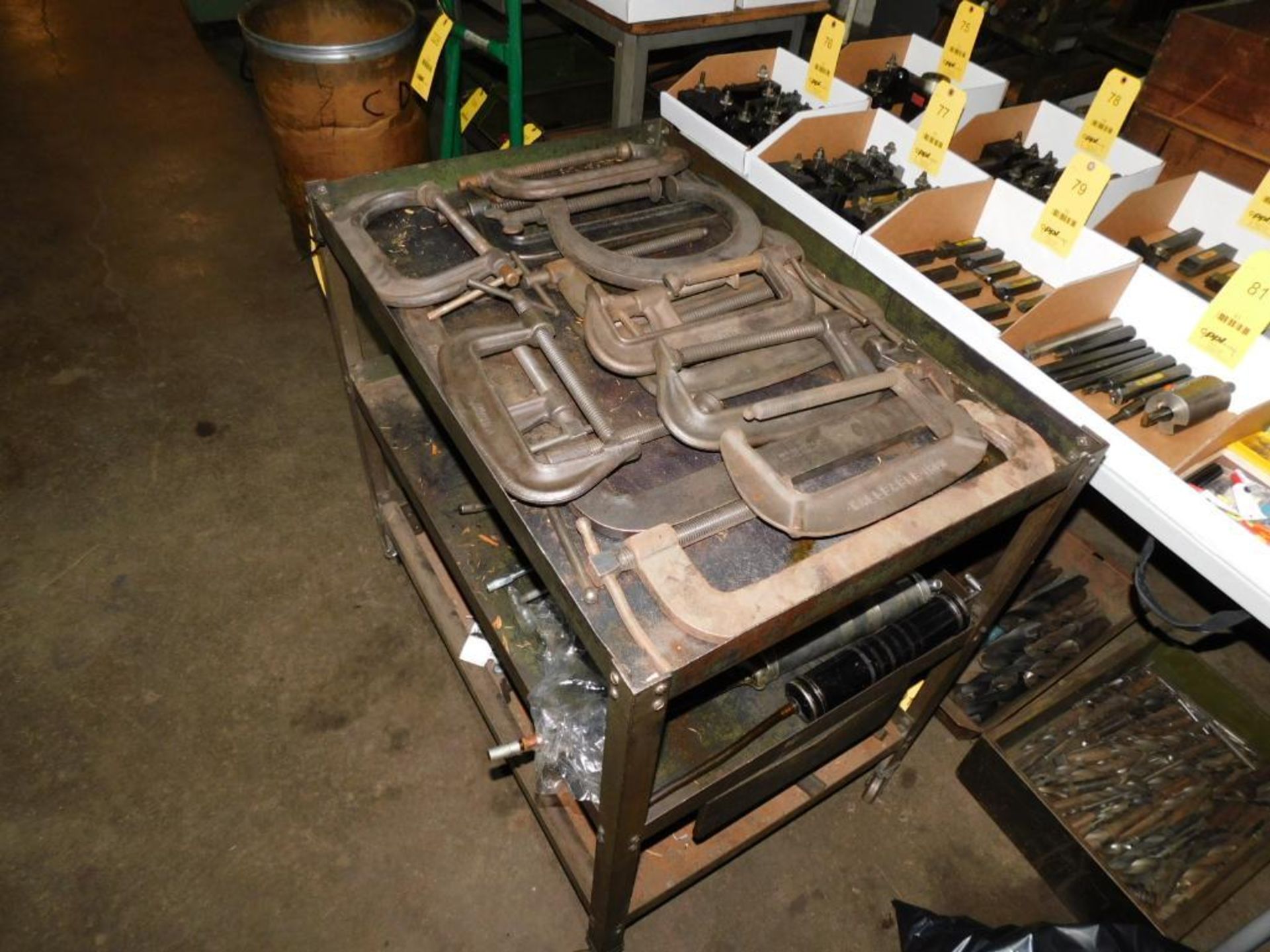 LOT: Cart w/Contents: Assorted Large C-Clamps, Misc. Clamps, Shop Cart - Image 4 of 4