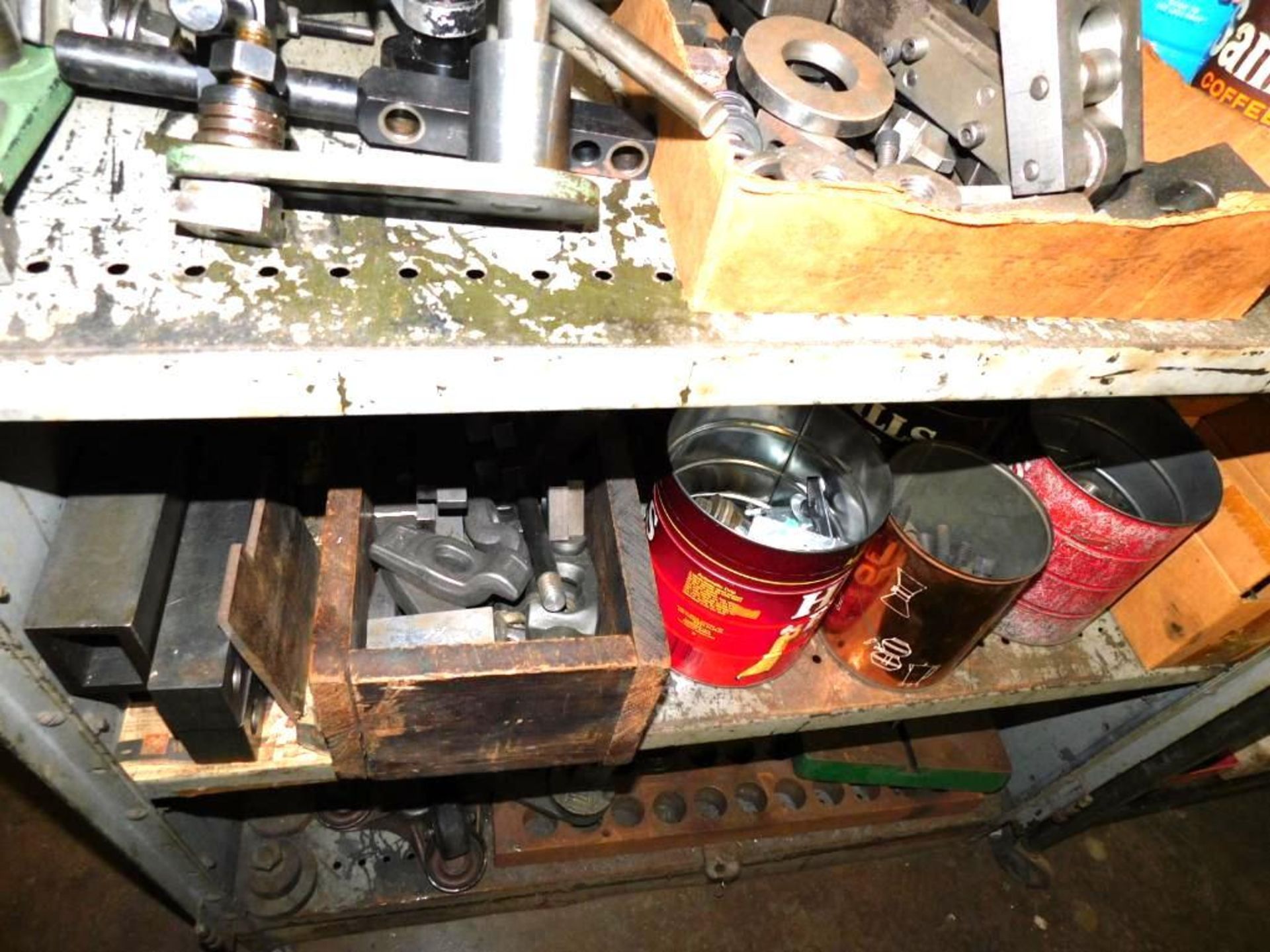 LOT: Metal Shelf w/Contents of Assorted Hardware, Steel Shim, Clamping Accessories, Hold Down Hardwa - Image 8 of 10