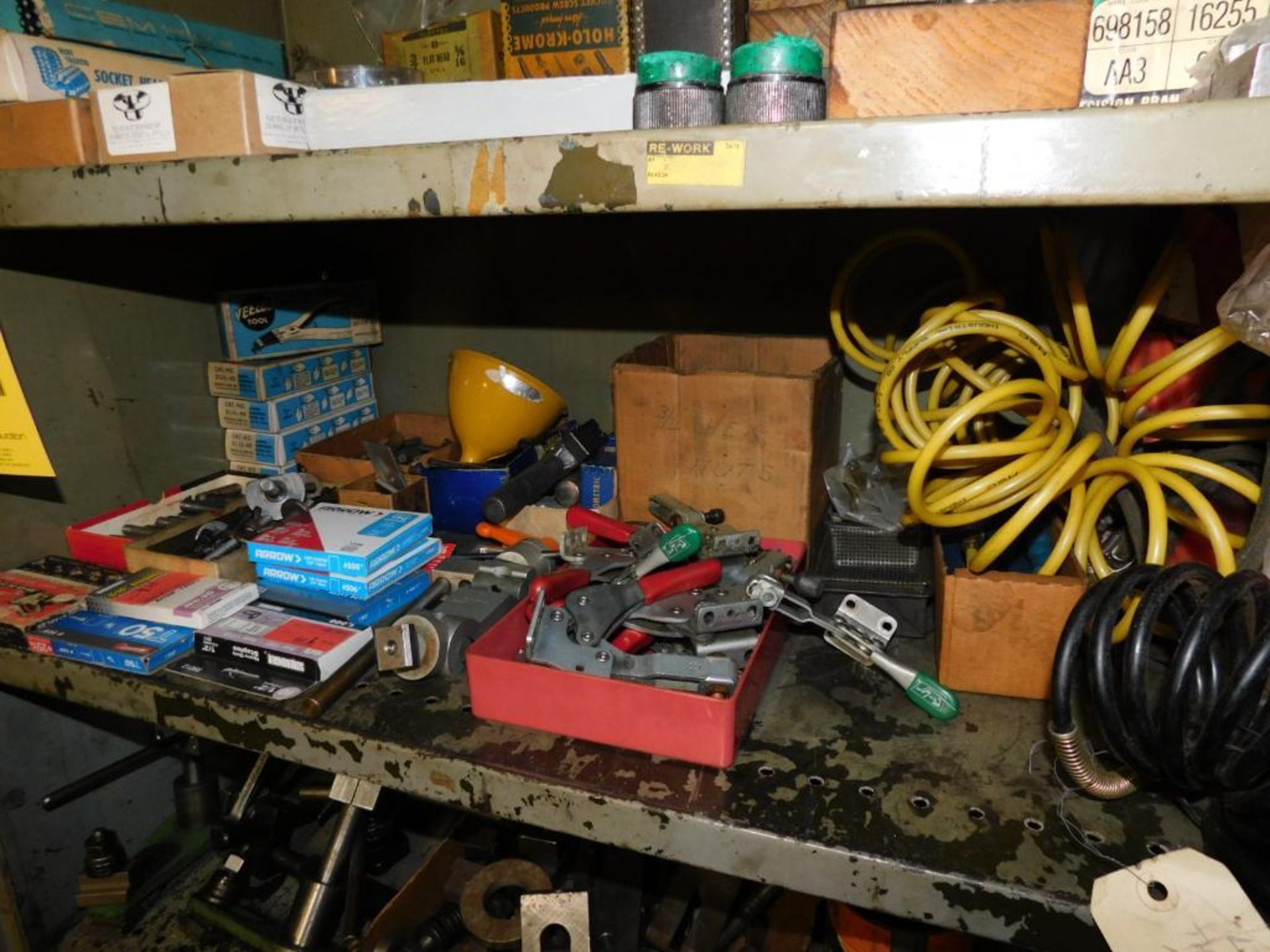 LOT: Metal Shelf w/Contents of Assorted Hardware, Steel Shim, Clamping Accessories, Hold Down Hardwa - Image 5 of 10