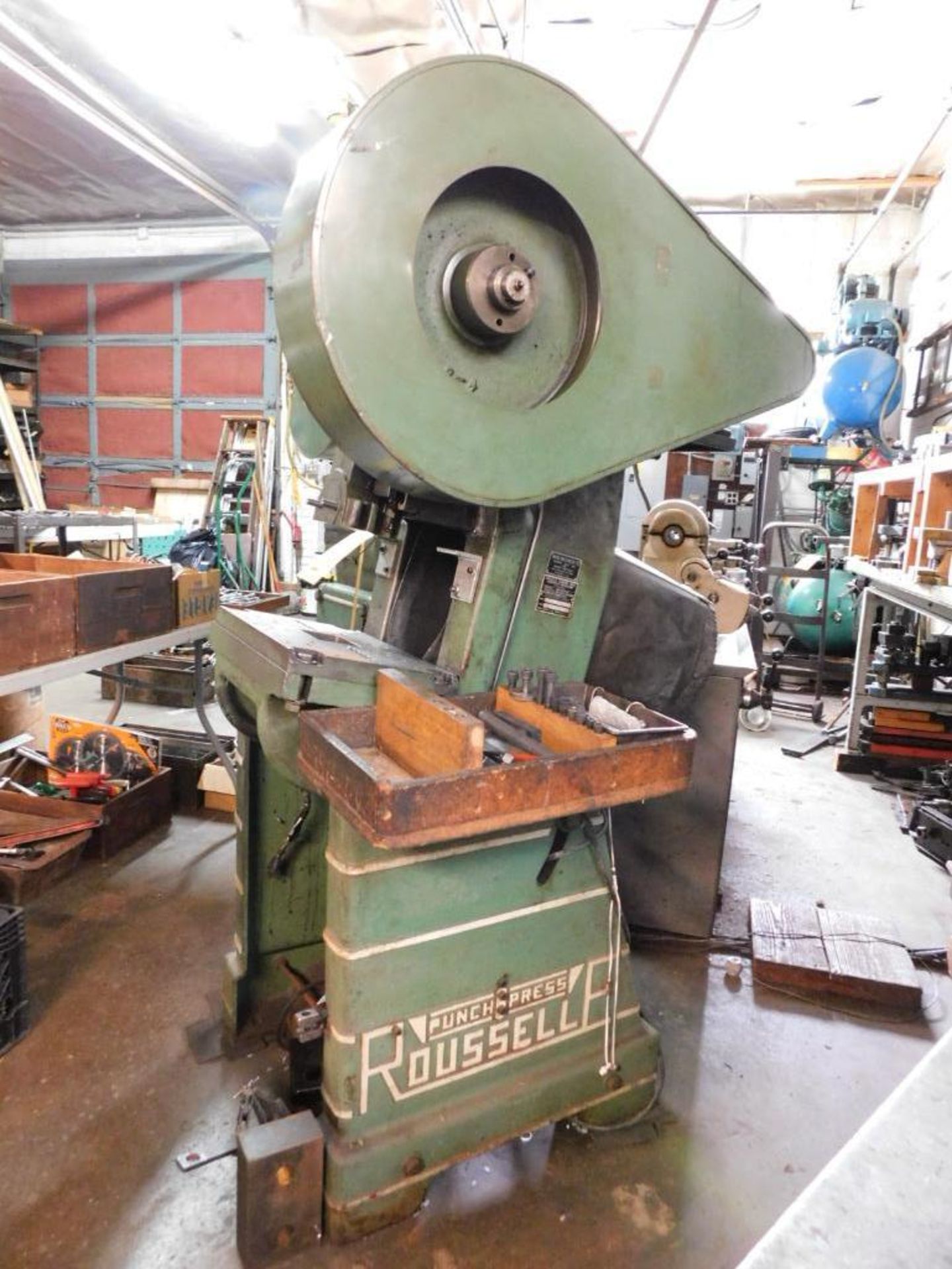 Rousselle No. 2 15-Ton OBI Air Clutch Punch Press. 2" Stroke, 6.75" Shut Height, 16"x11" Bolster Pla - Image 4 of 10