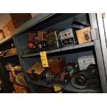 LOT: Contents of (2) Shelves: Electric Motor, Tool Post Grinder, Auto Transformer, Motor Controller,