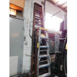 LOT: (1) 10' Wood A Frame, (1) 6' Wood A-Frame, (1)6' Aluminum A-Frame, (2) Wood Ladders