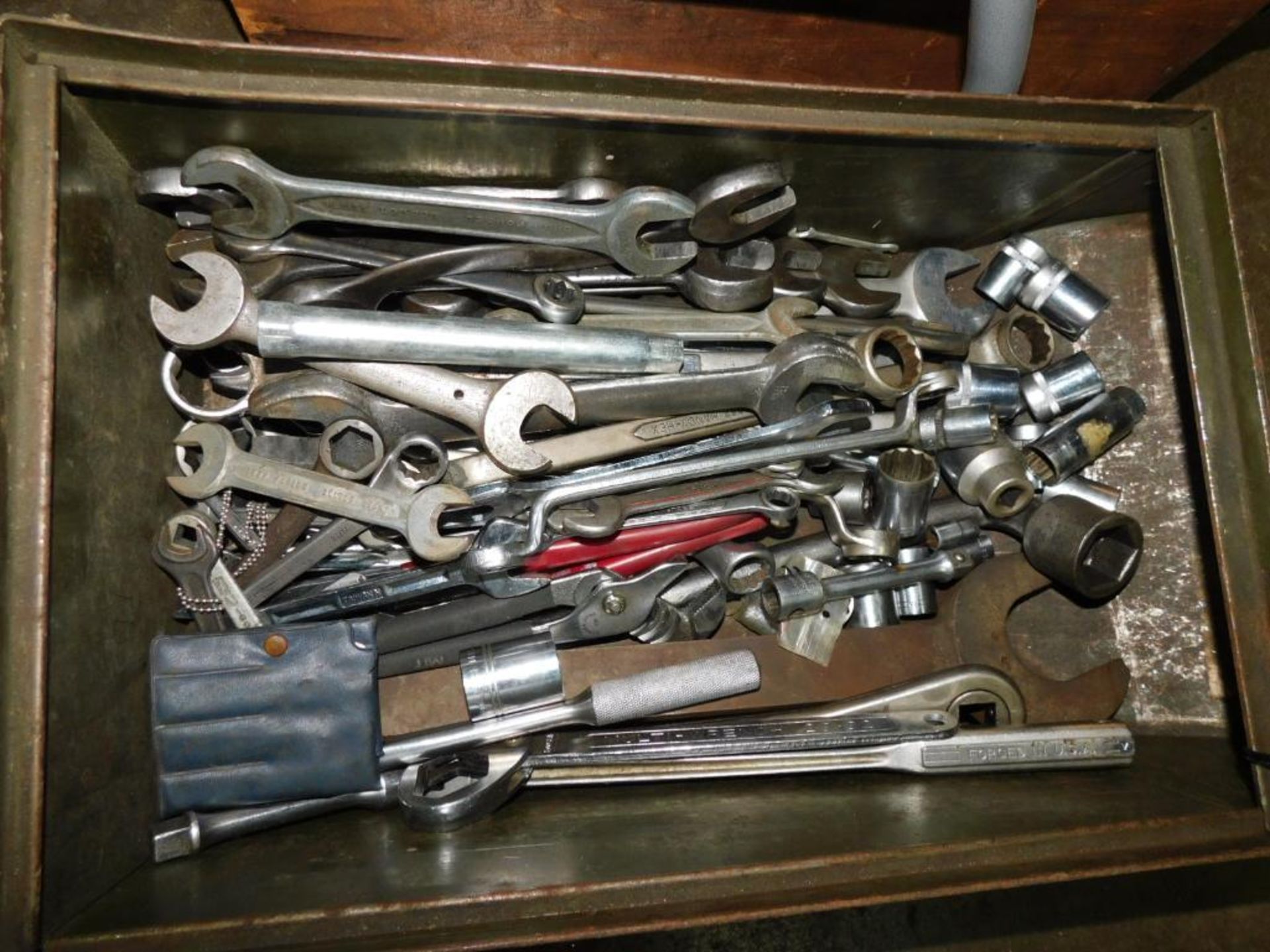 LOT: Assorted Wrenches, Sockets in Metal Tub - Image 3 of 6