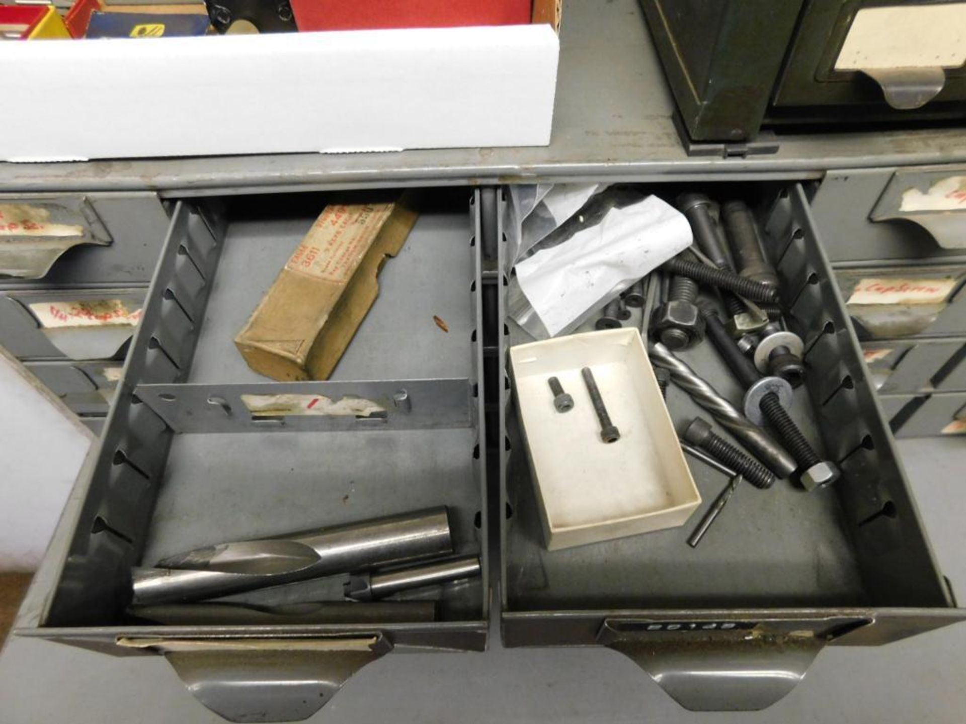 LOT: (1) 50-Drawer Parts/Hardware Cabinet w/Contents: Assorted Flat Head Sockets Cap Screw Bolts, So - Image 10 of 14