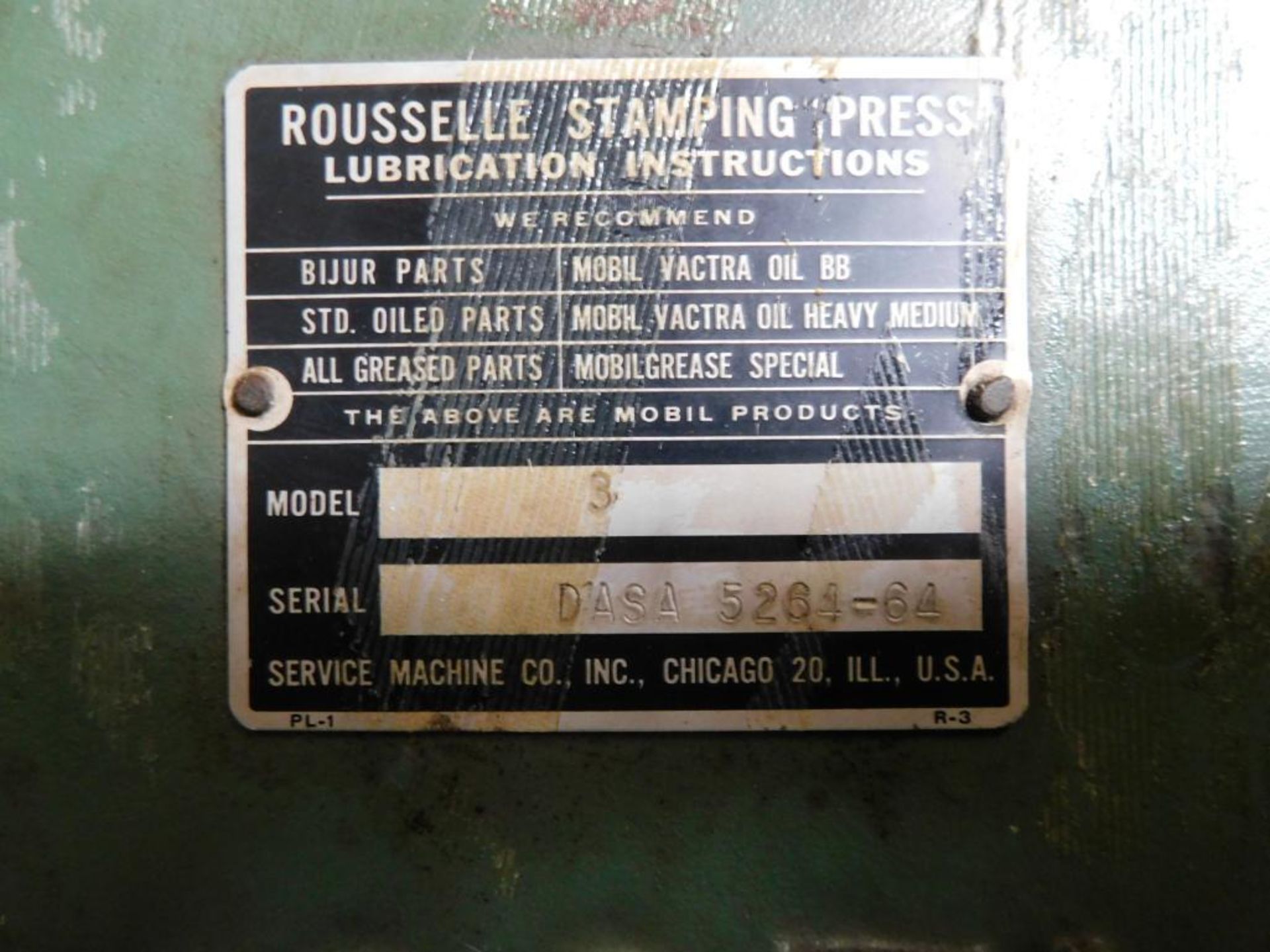 Rousselle No. 3 25-Ton OBI Air Clutch Punch Press. 2" Stroke, 7.75" Shut Height, 20"x14" Bolster Pla - Image 11 of 11