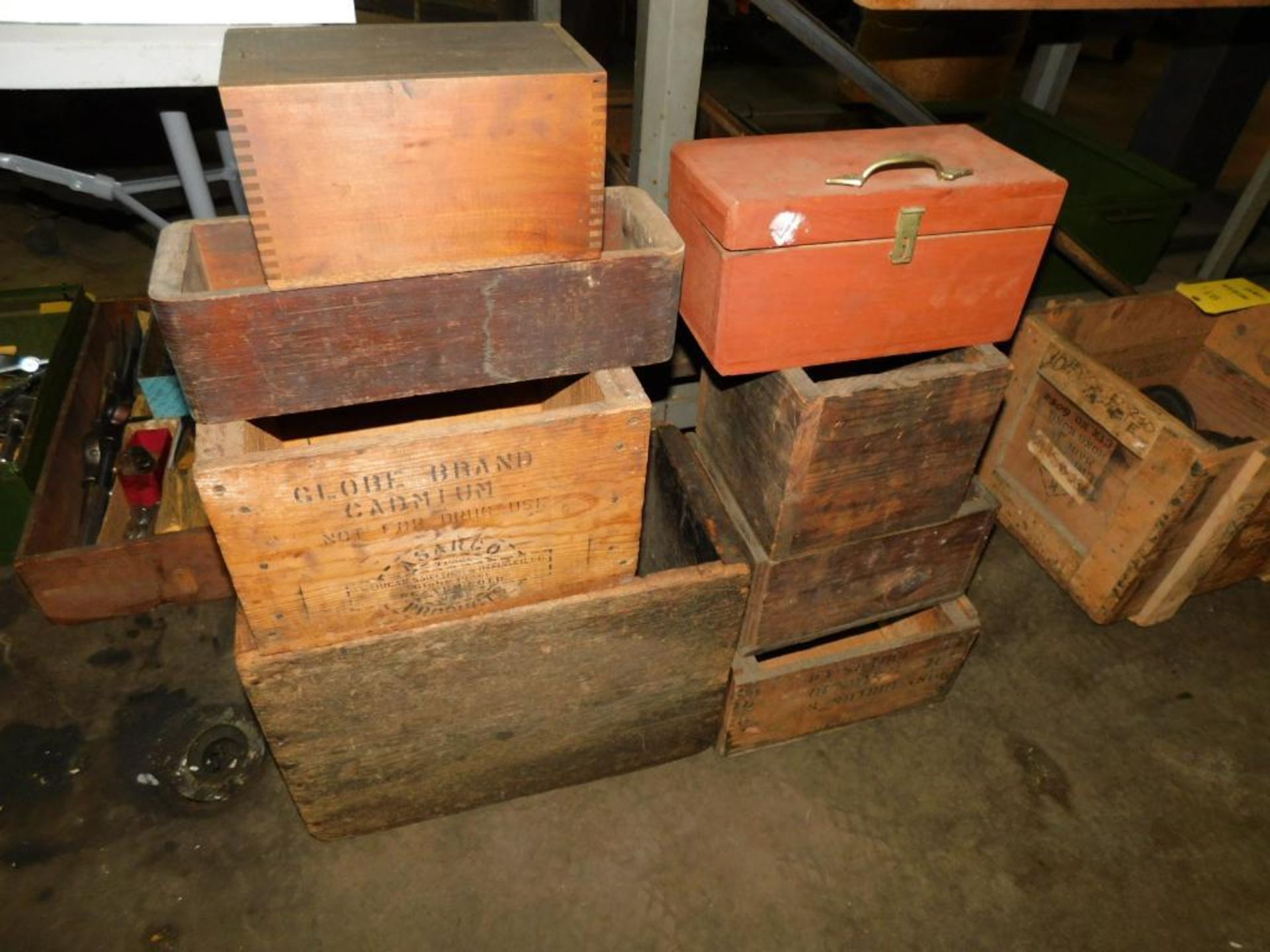 LOT: Assorted Vintage Wood Crates & Tins - Image 2 of 11