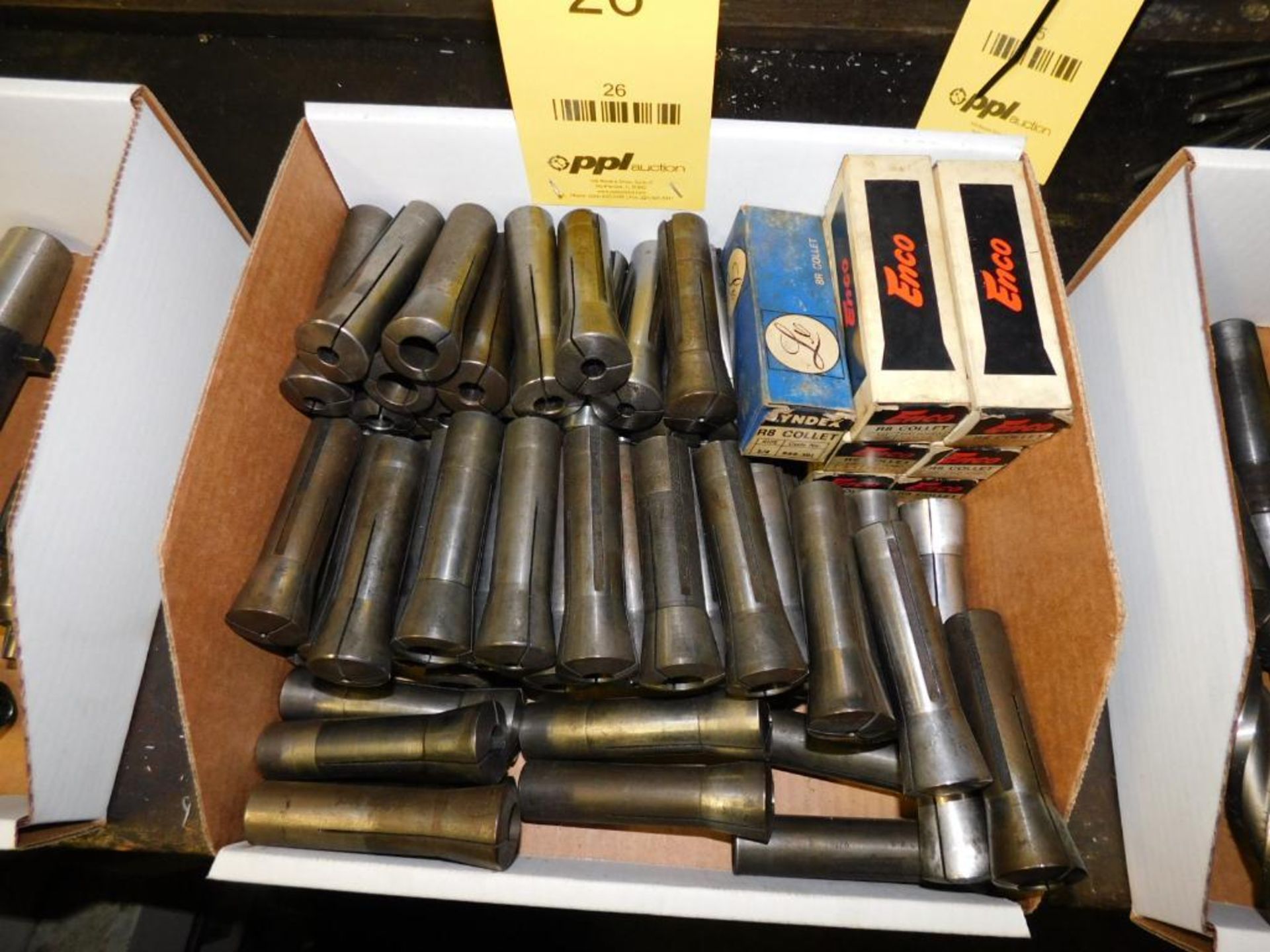 LOT: (6) NEW Enco R8 Collets, (1) Lyndex R8 Collet, Assorted R8 Collets