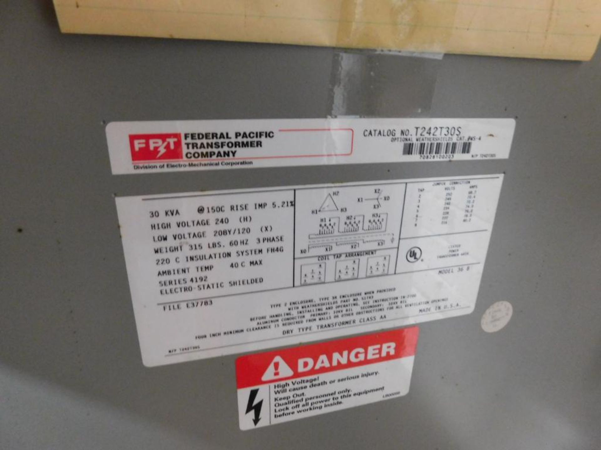 FPT 30 KVA Ventilated Dry-Type Transformer - Image 6 of 6