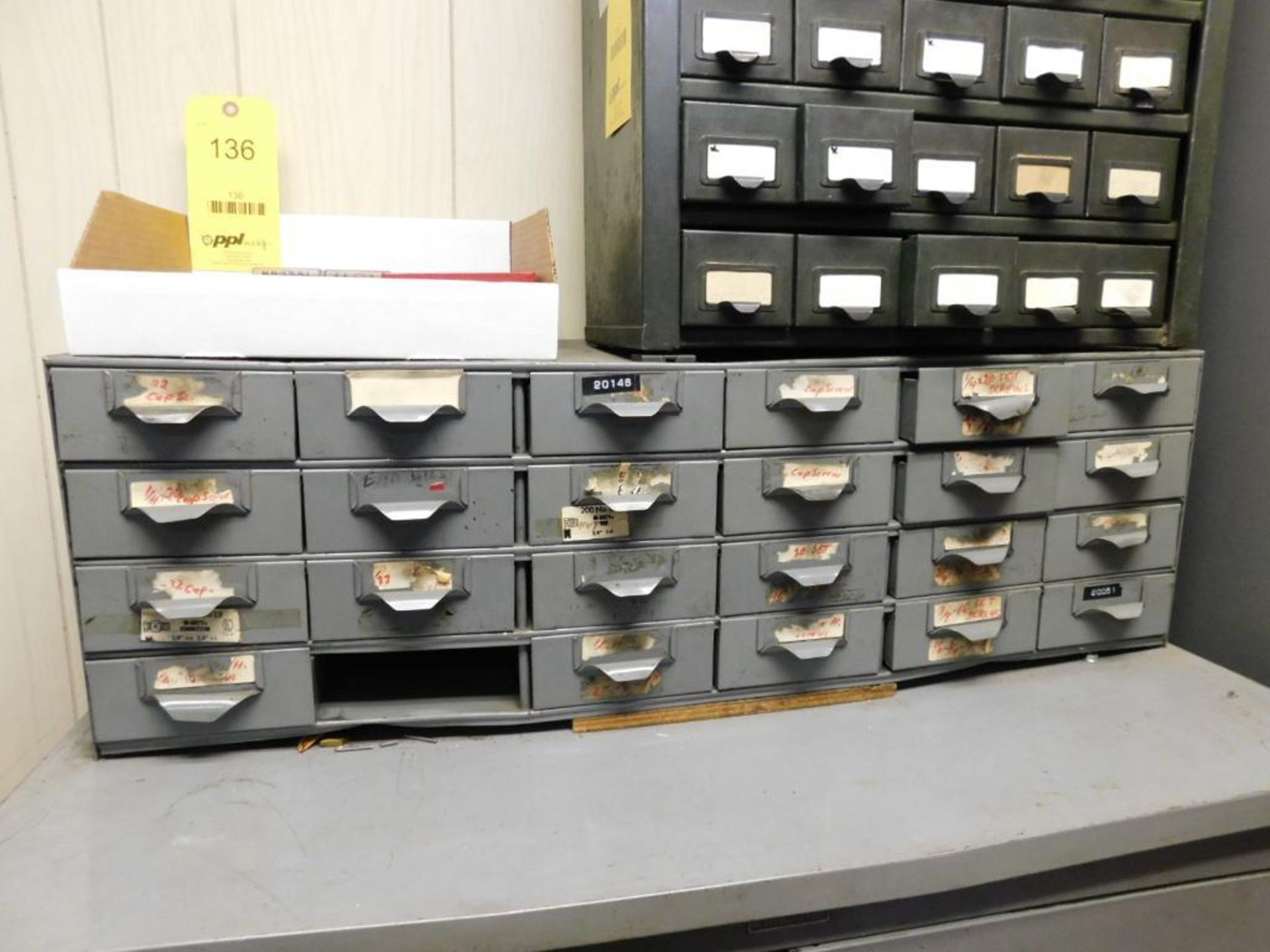 LOT: (1) 50-Drawer Parts/Hardware Cabinet w/Contents: Assorted Flat Head Sockets Cap Screw Bolts, So - Image 3 of 14