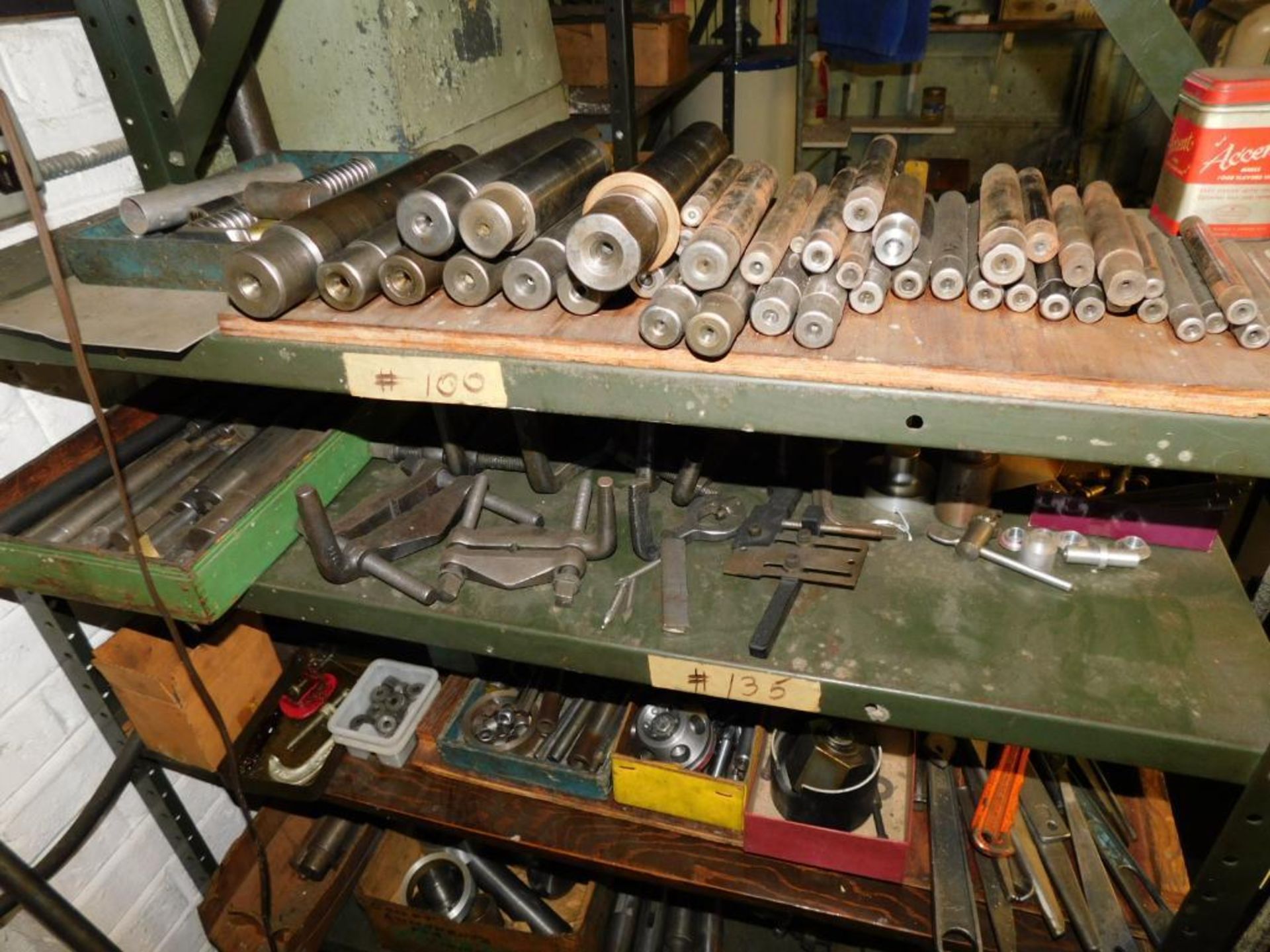 LOT: (2) Shelves w/Misc. Lathe Accessories & Tooling - Image 4 of 10