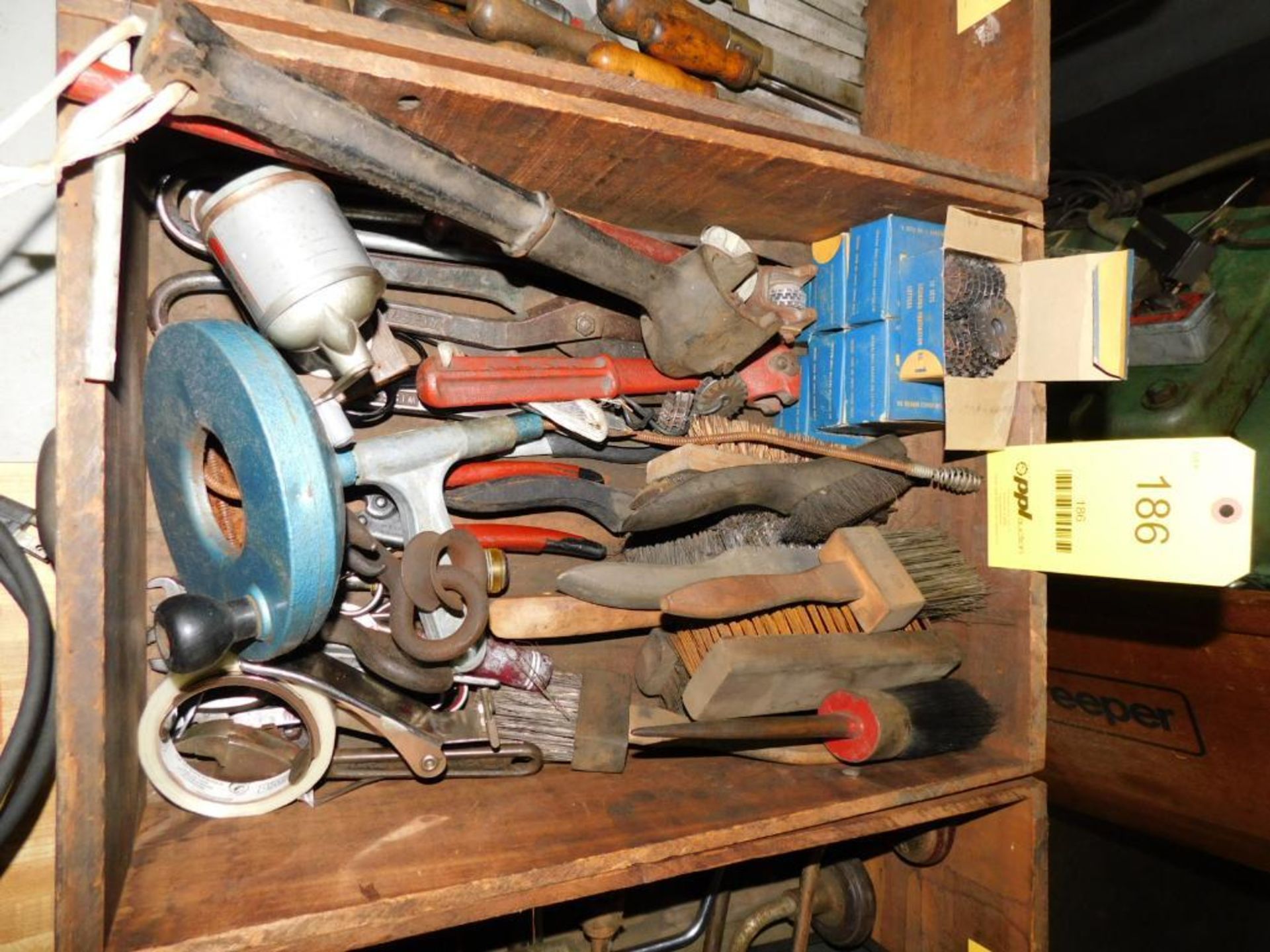 LOT: Assorted Tools, Wood Handle Brushes, (7) Unused Boxes of 10-Set Desmond Huntington Cutters - Image 2 of 2