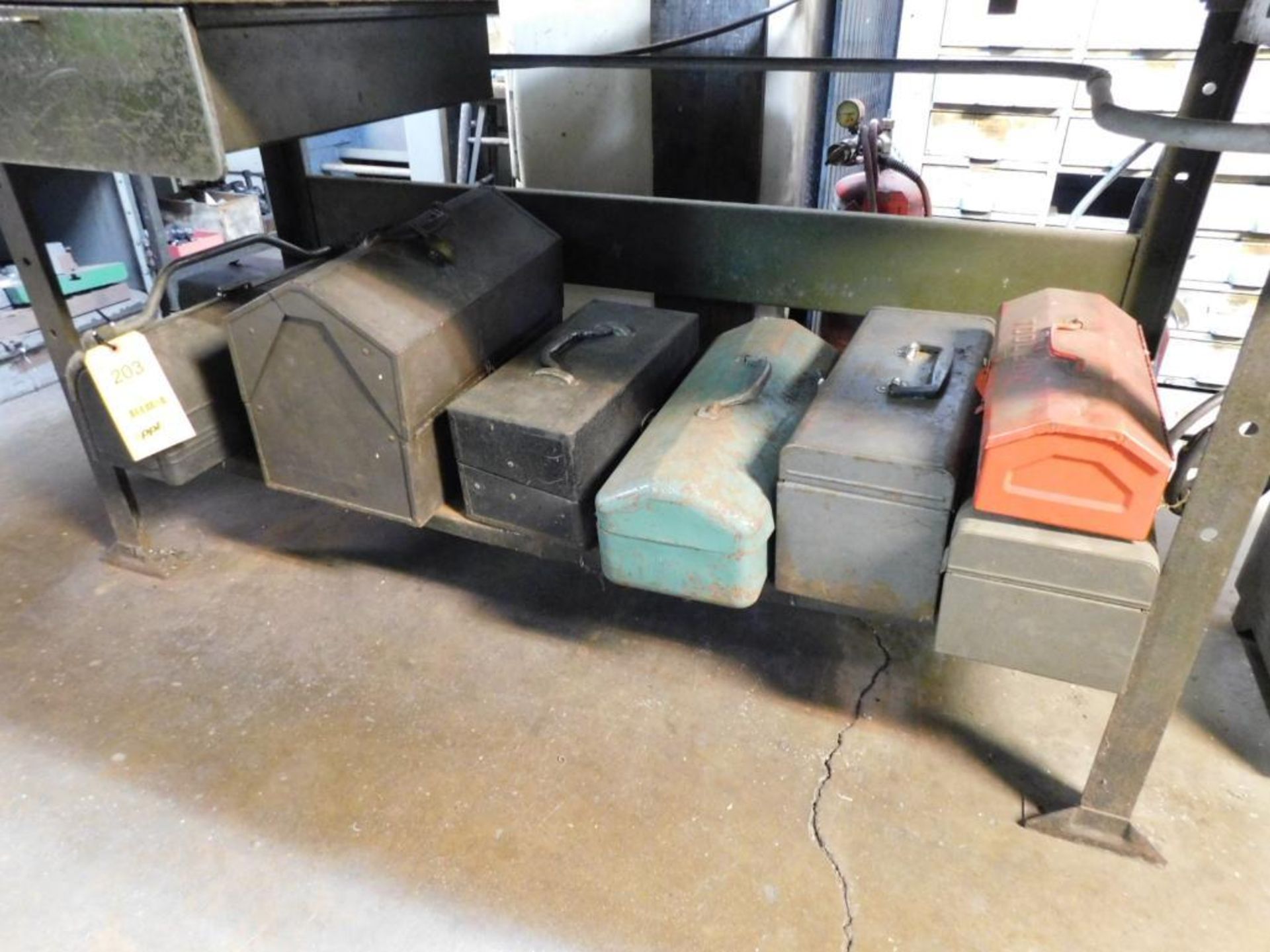 LOT: (2) Metal Tool Boxes w/Contents, (5) Metal Empty Tool Boxes