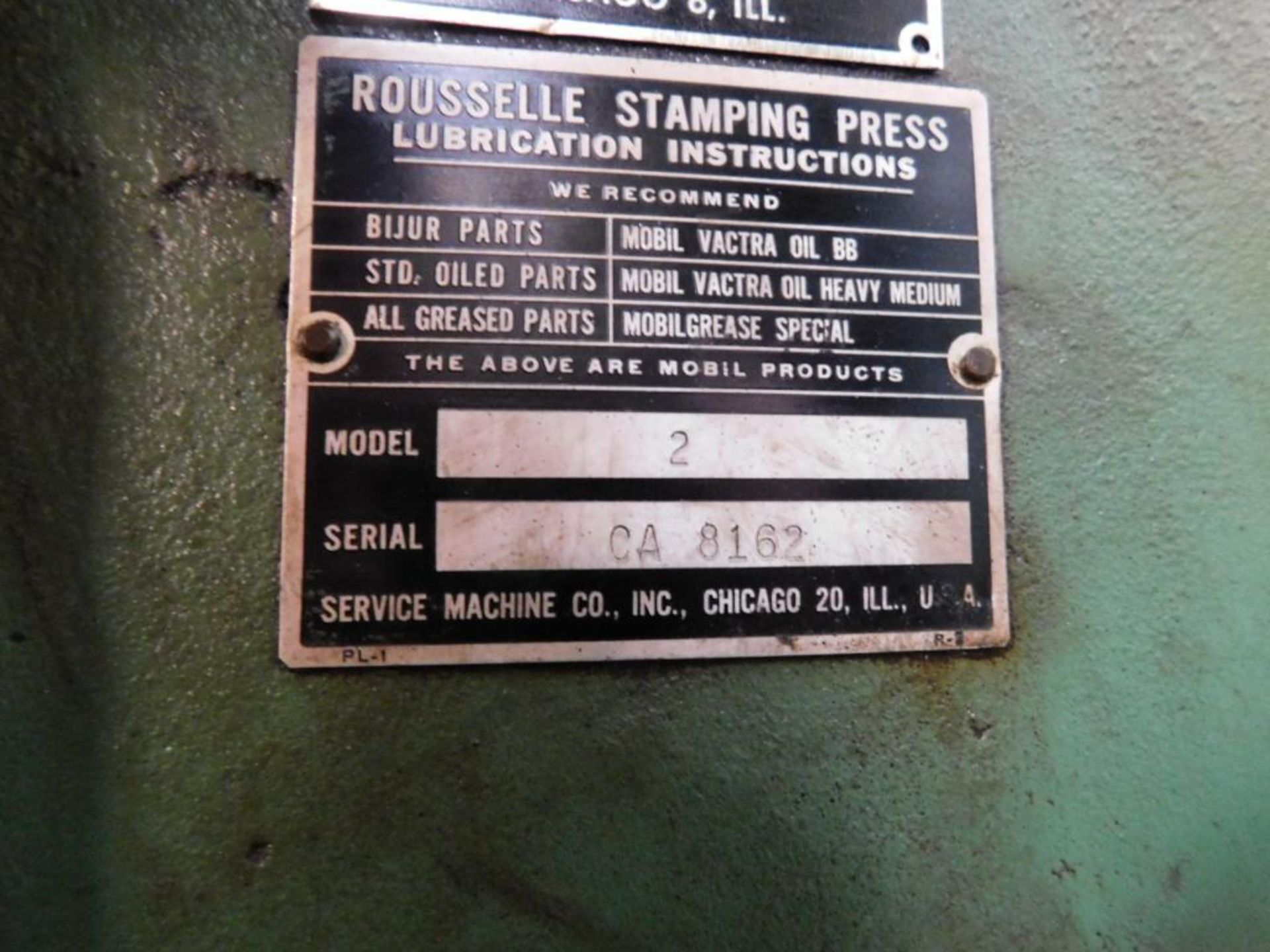 Rousselle No. 2 15-Ton OBI Air Clutch Punch Press. 2" Stroke, 6.75" Shut Height, 16"x11" Bolster Pla - Image 10 of 10